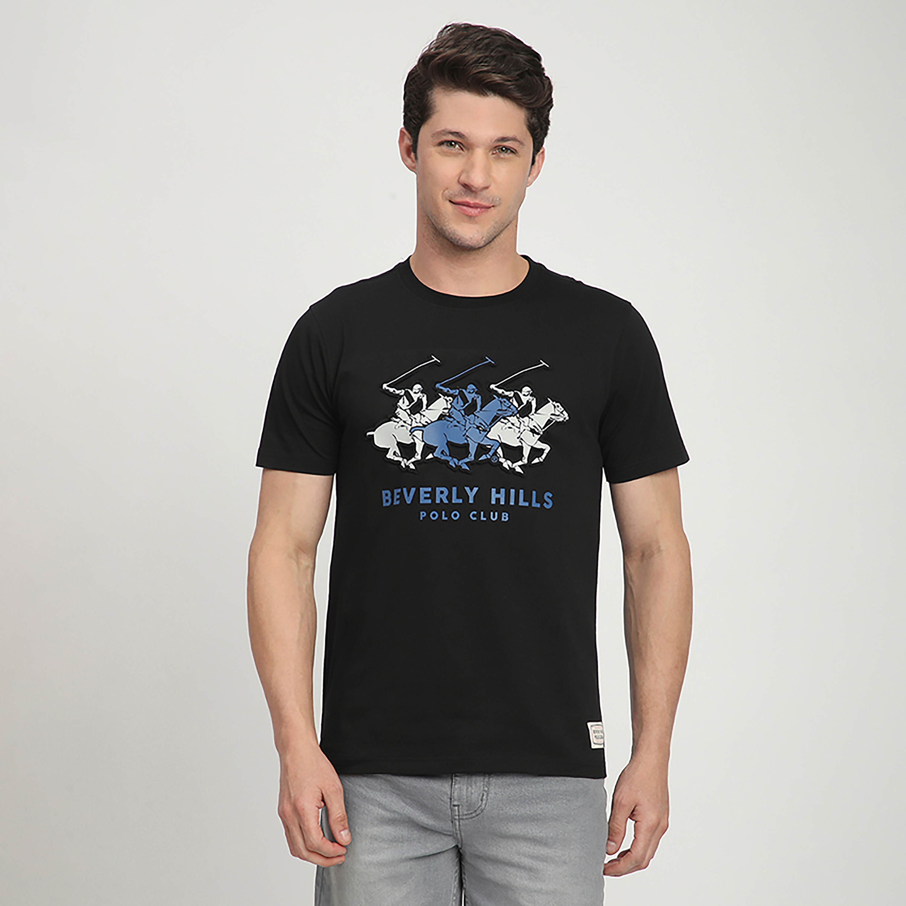 تي شيرت رجالي بياقة دائرية وأكمام قصيرة وشعار مطرز من بيفرلي هيلز بولو كلوب-men-clothing-tshirtsandpolos-tshirts-image-1