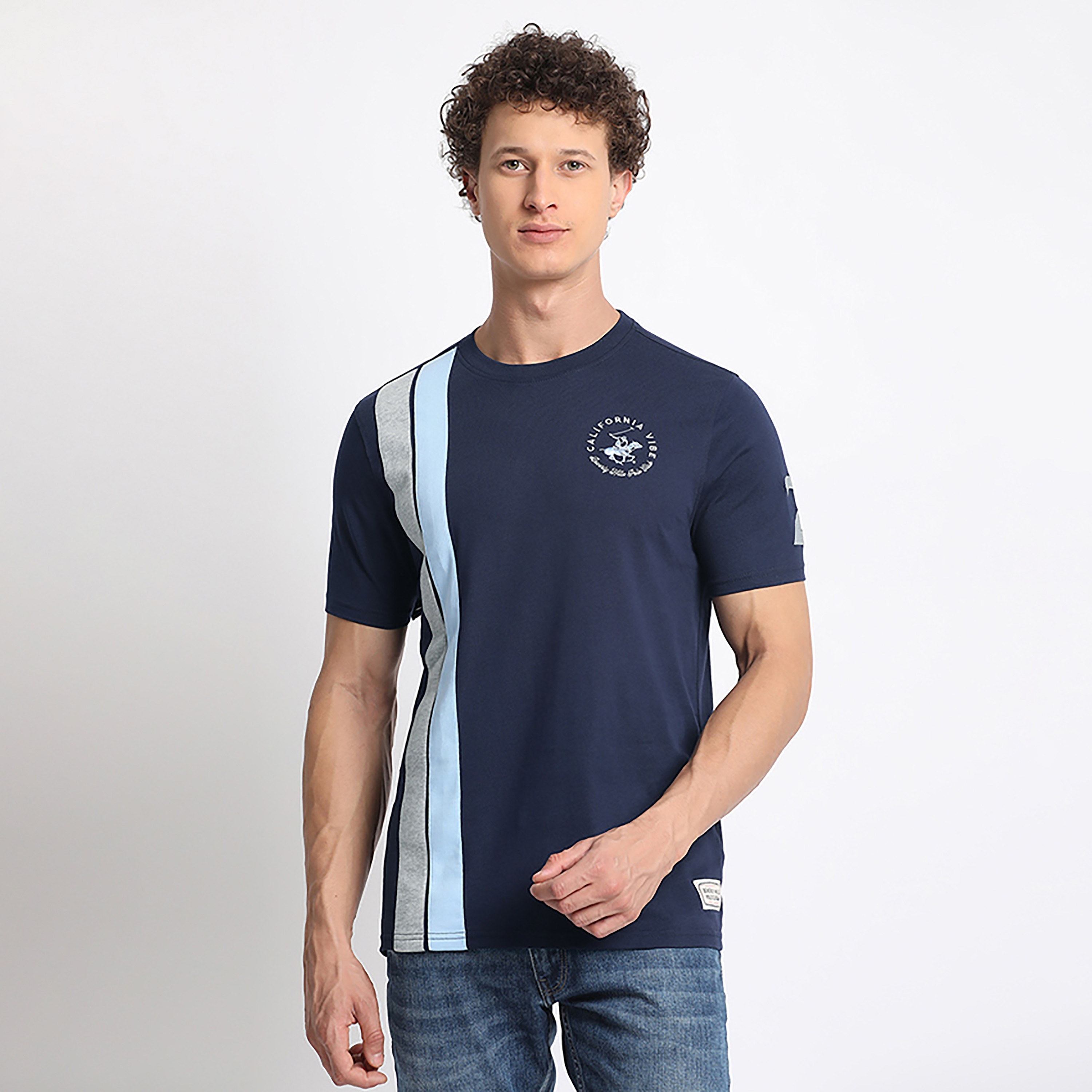 Beverly Hills Polo Club Logo Detail Crew Neck Short Sleeves T-Shirt with Stripes-men-clothing-tshirtsandpolos-tshirts-image-1