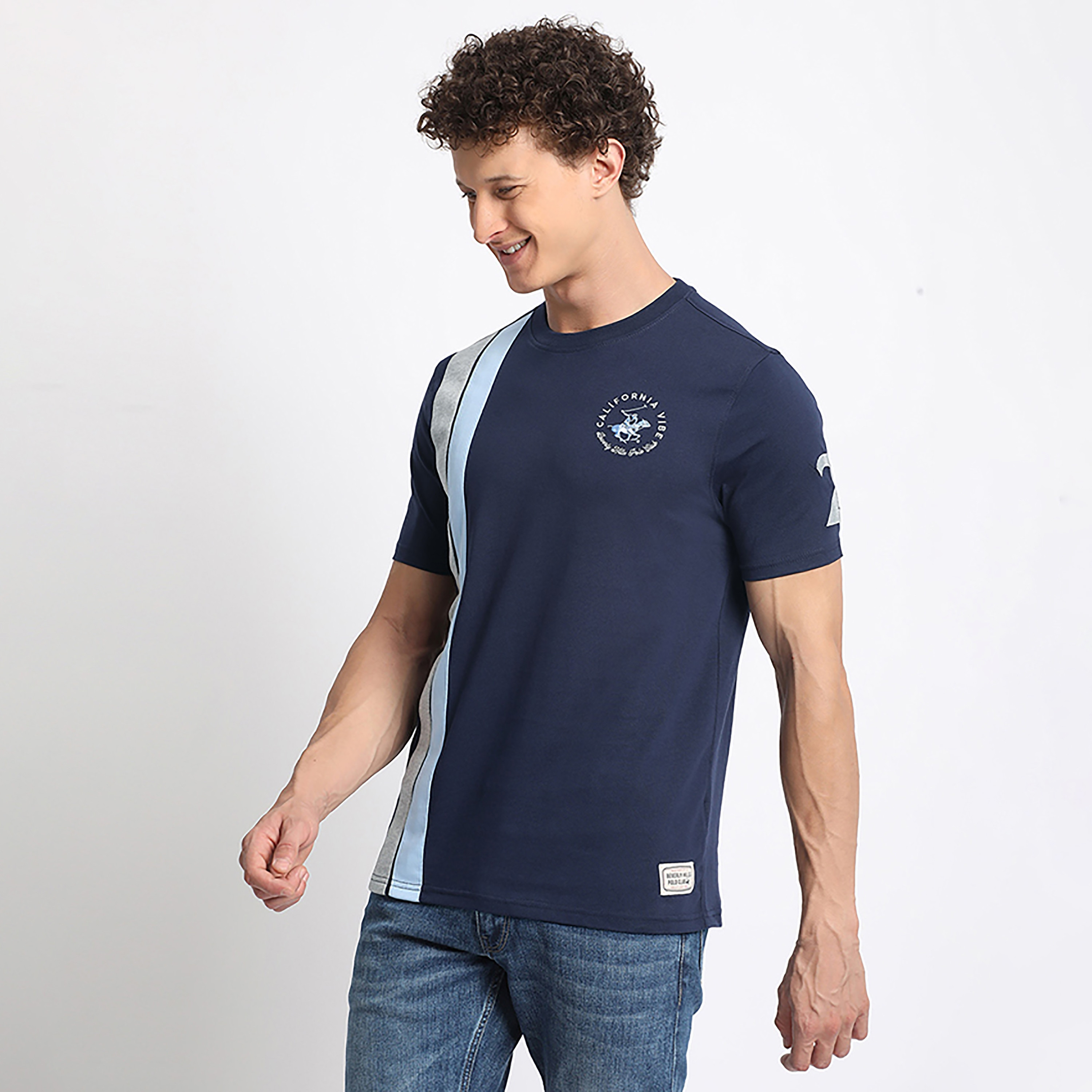 Beverly Hills Polo Club Logo Detail Crew Neck Short Sleeves T-Shirt with Stripes-men-clothing-tshirtsandpolos-tshirts-image-2