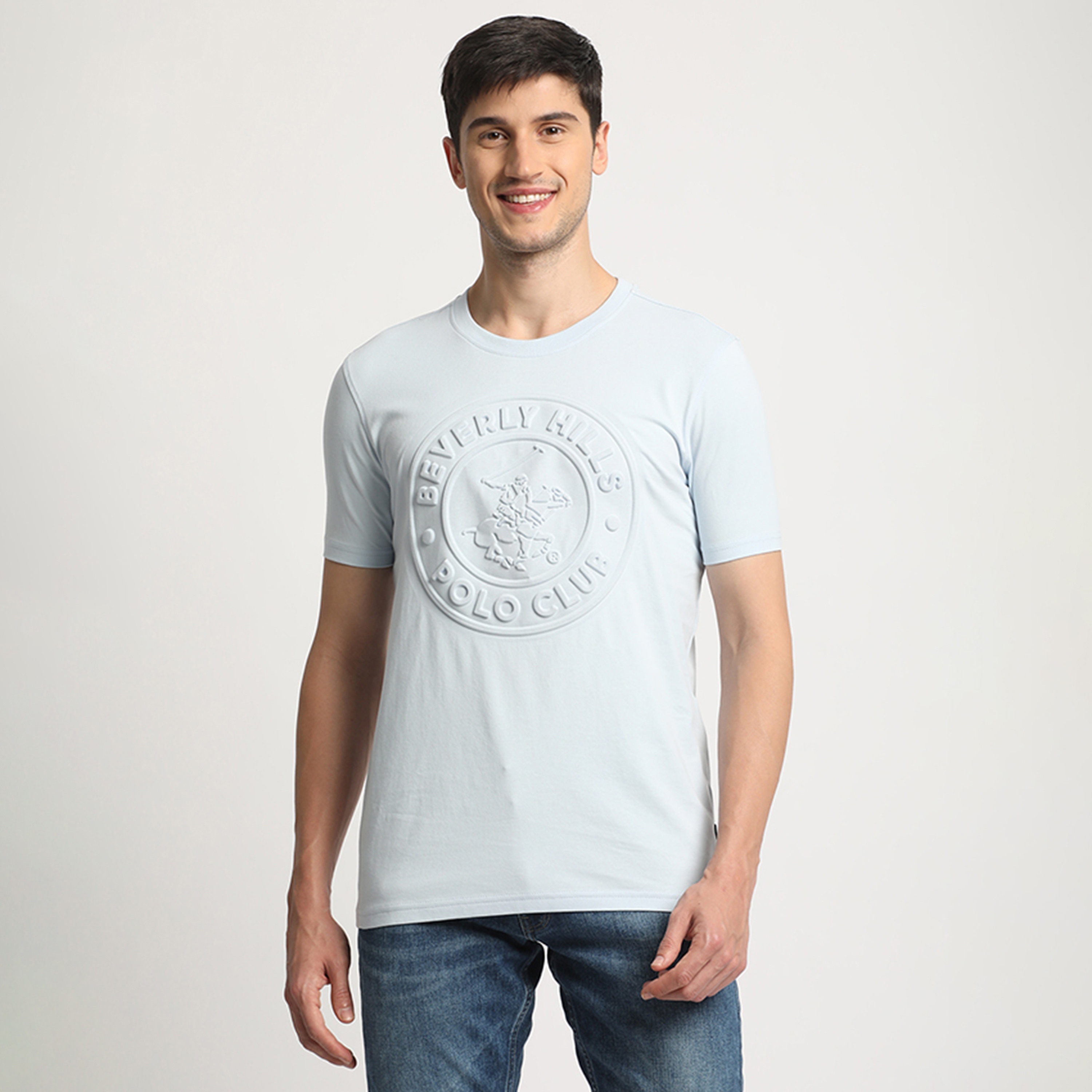 تي شيرت بيفرلي هيلز بولو كلوب بياقة مستديرة وأكمام قصيرة مع شعار منقوش-men-clothing-tshirtsandpolos-tshirts-image-1