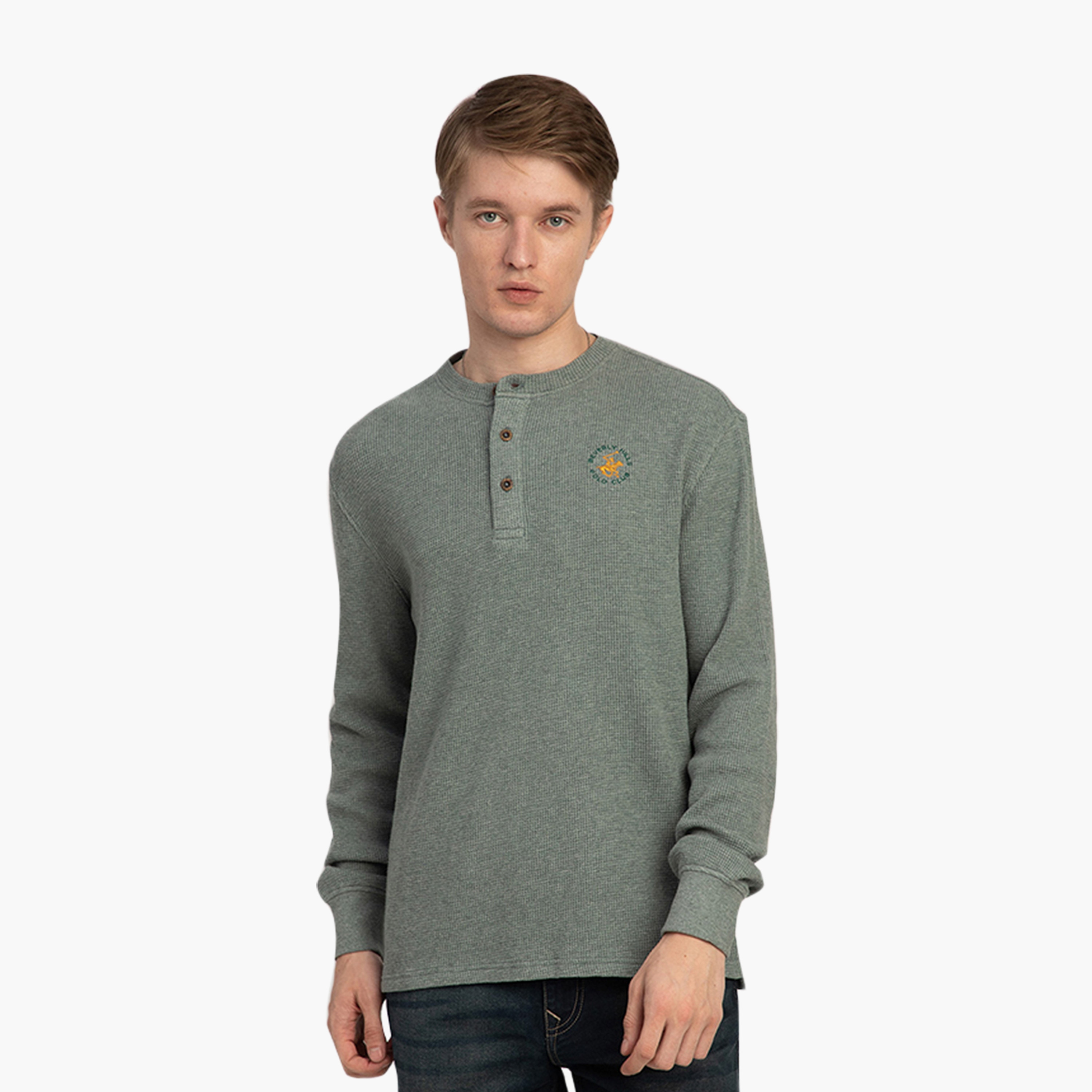 Beverly Hills Polo Club Waffle Knit Henley Neck Long Sleeves Men's T-Shirt-men-clothing-tshirtsandpolos-tshirts-image-1