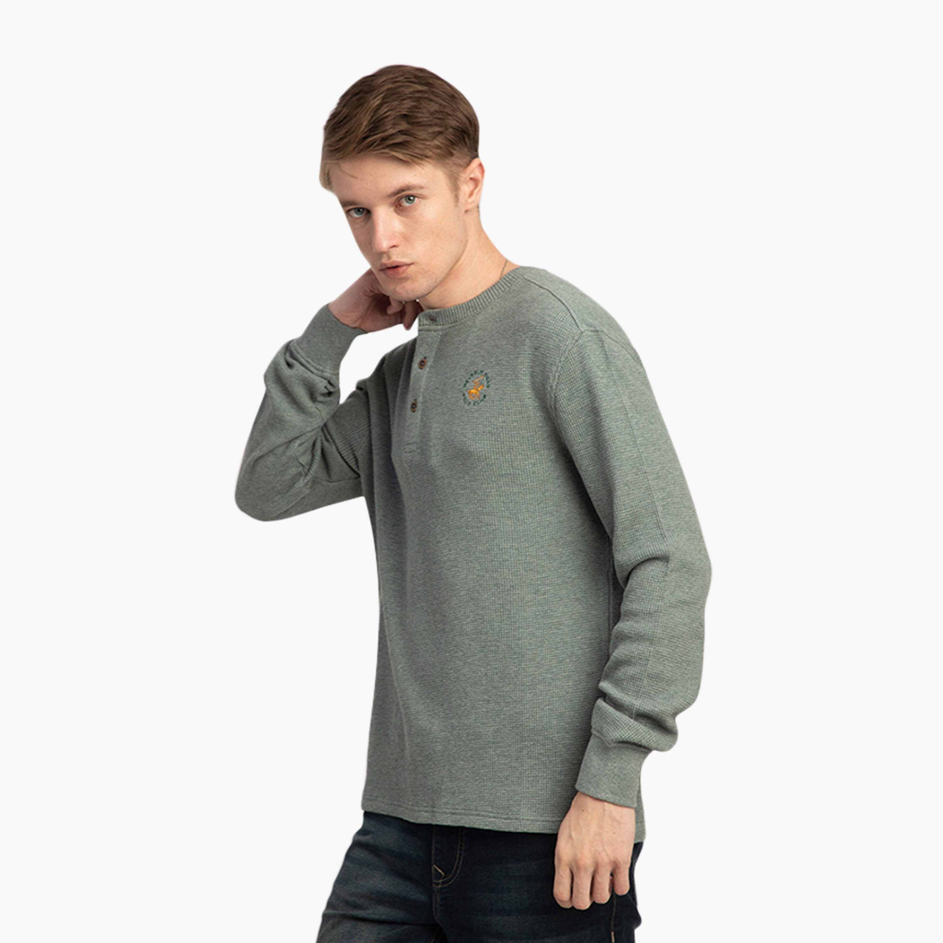 Beverly Hills Polo Club Waffle Knit Henley Neck Long Sleeves Men's T-Shirt-men-clothing-tshirtsandpolos-tshirts-image-2