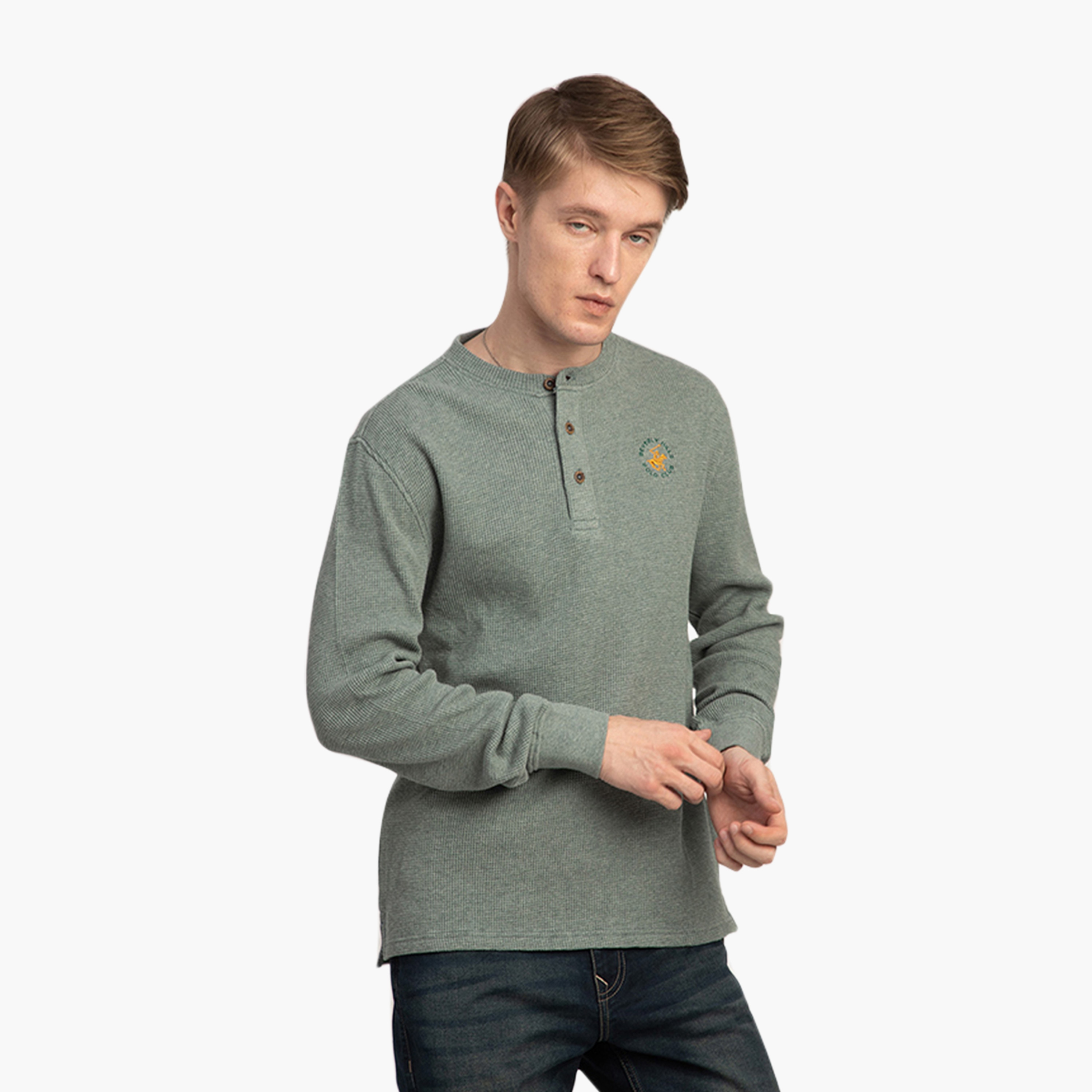 Beverly Hills Polo Club Waffle Knit Henley Neck Long Sleeves Men's T-Shirt-men-clothing-tshirtsandpolos-tshirts-image-3