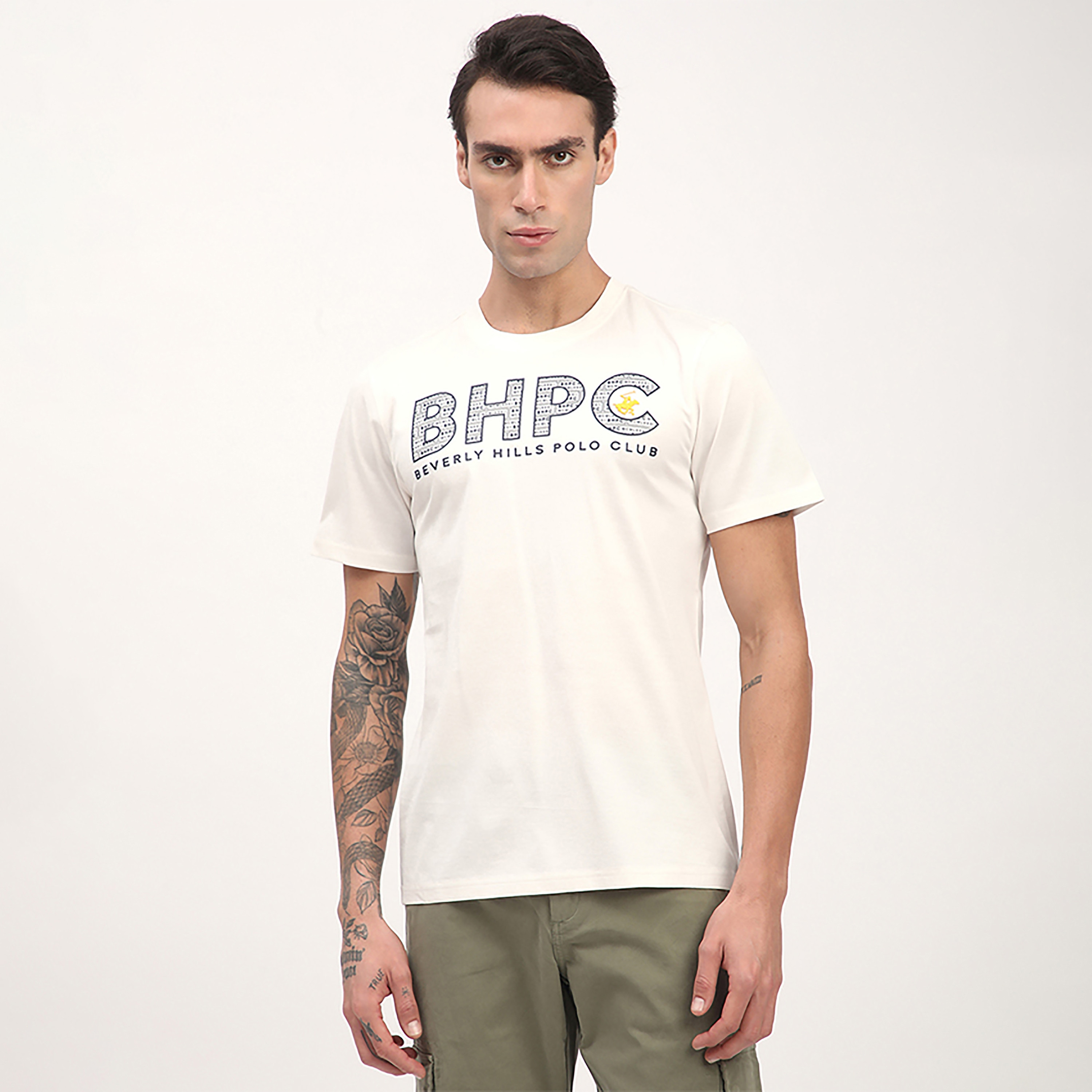 تي شيرت بأكمام قصيرة وياقة دائرية وشعار من بيفرلي هيلز بولو كلوب-men-clothing-tshirtsandpolos-tshirts-image-9