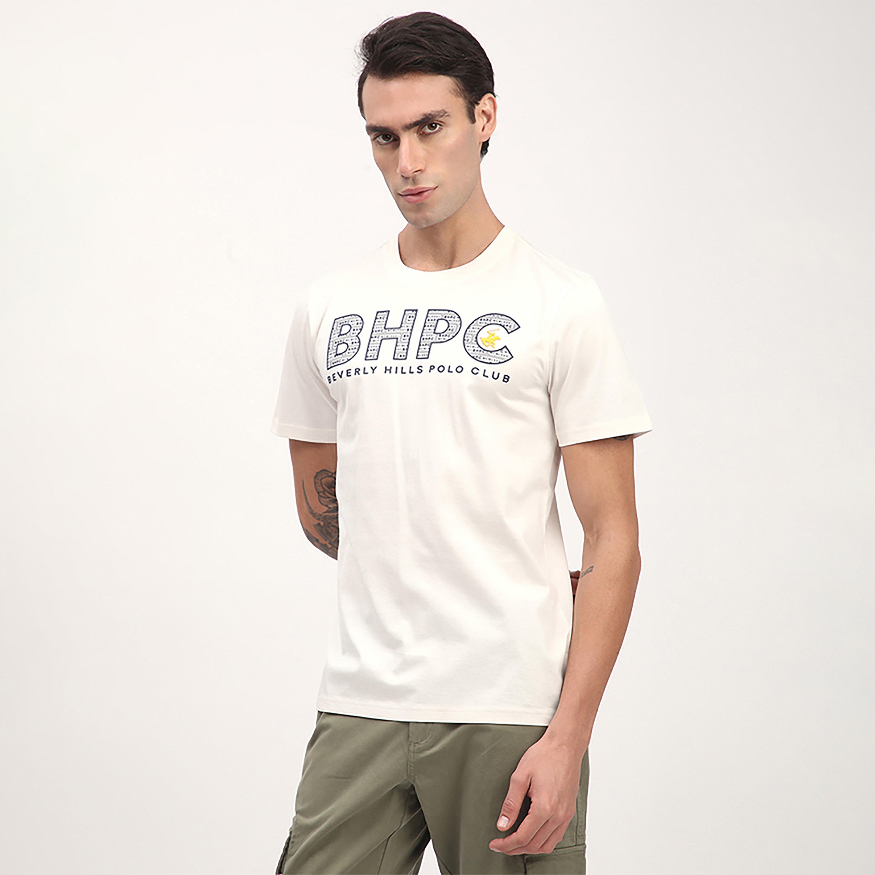 تي شيرت بأكمام قصيرة وياقة دائرية وشعار من بيفرلي هيلز بولو كلوب-men-clothing-tshirtsandpolos-tshirts-image-11