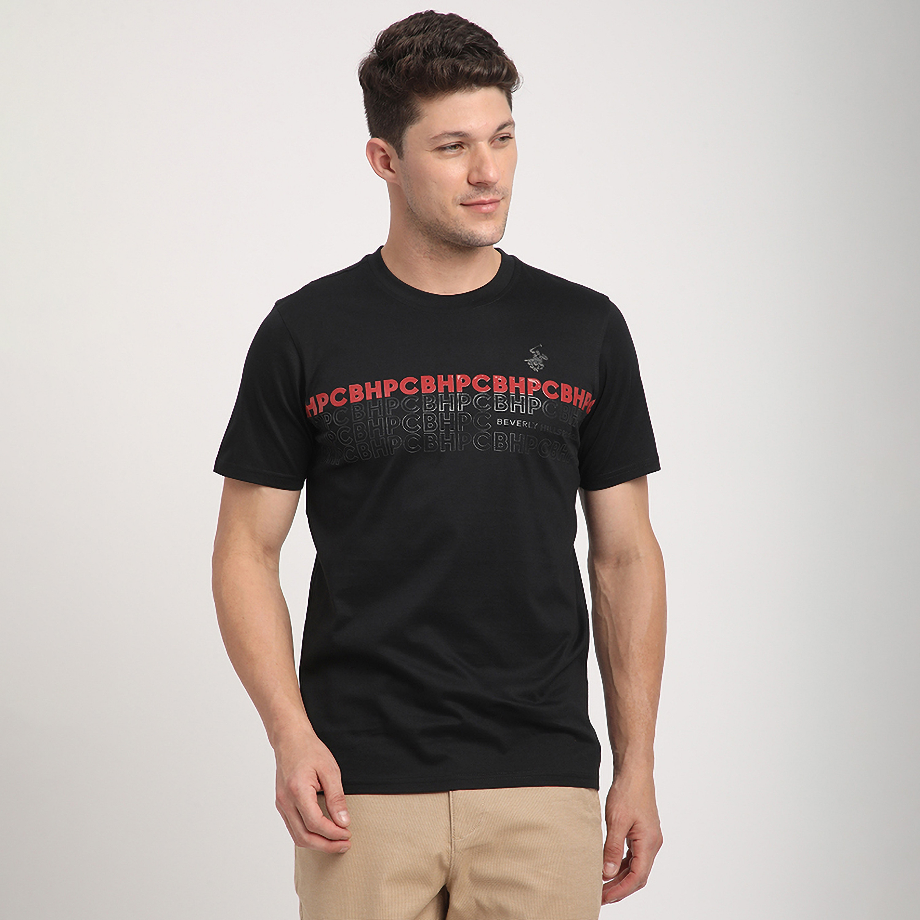 تي شيرت رجالي بياقة دائرية وأكمام قصيرة مزين بطباعة من بيفرلي هيلز بولو كلوب-men-clothing-tshirtsandpolos-tshirts-image-1