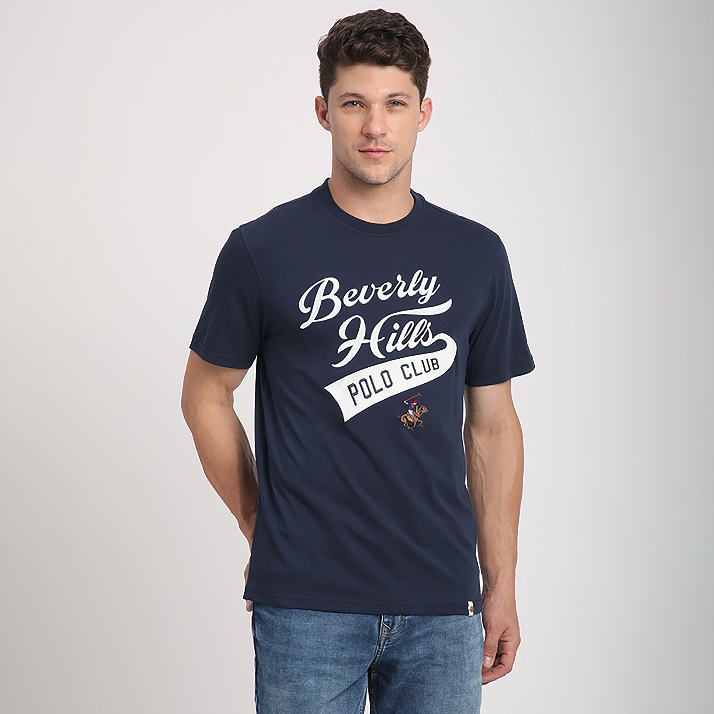 Beverly Hills Polo Club Logo Print Round Neck Short Sleeves Men's T-Shirt-men-clothing-tshirtsandpolos-tshirts-image-1