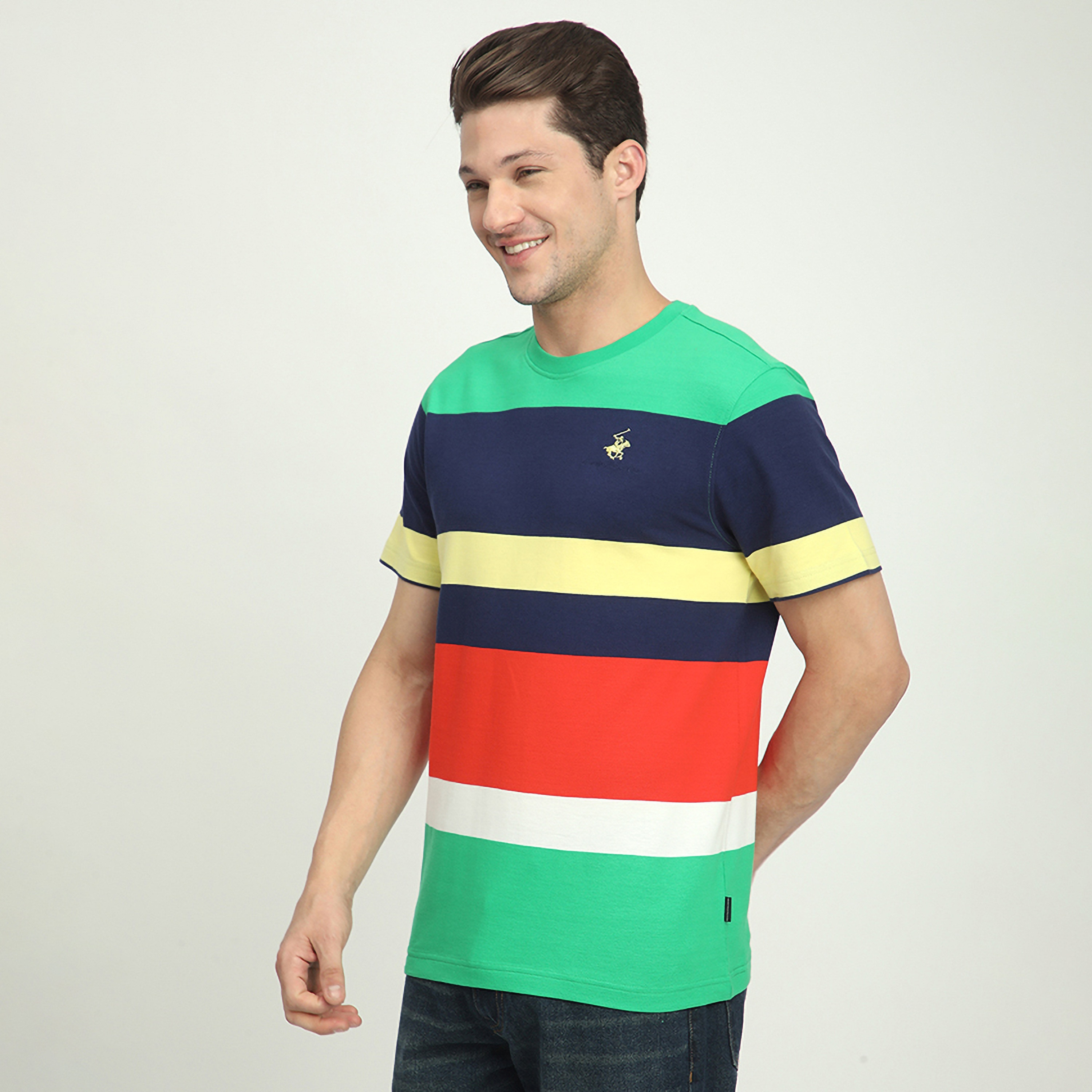 تي شيرت رجالي مخطط بأكمام قصيرة وياقة دائرية من بيفرلي هيلز بولو كلوب-men-clothing-tshirtsandpolos-tshirts-image-2