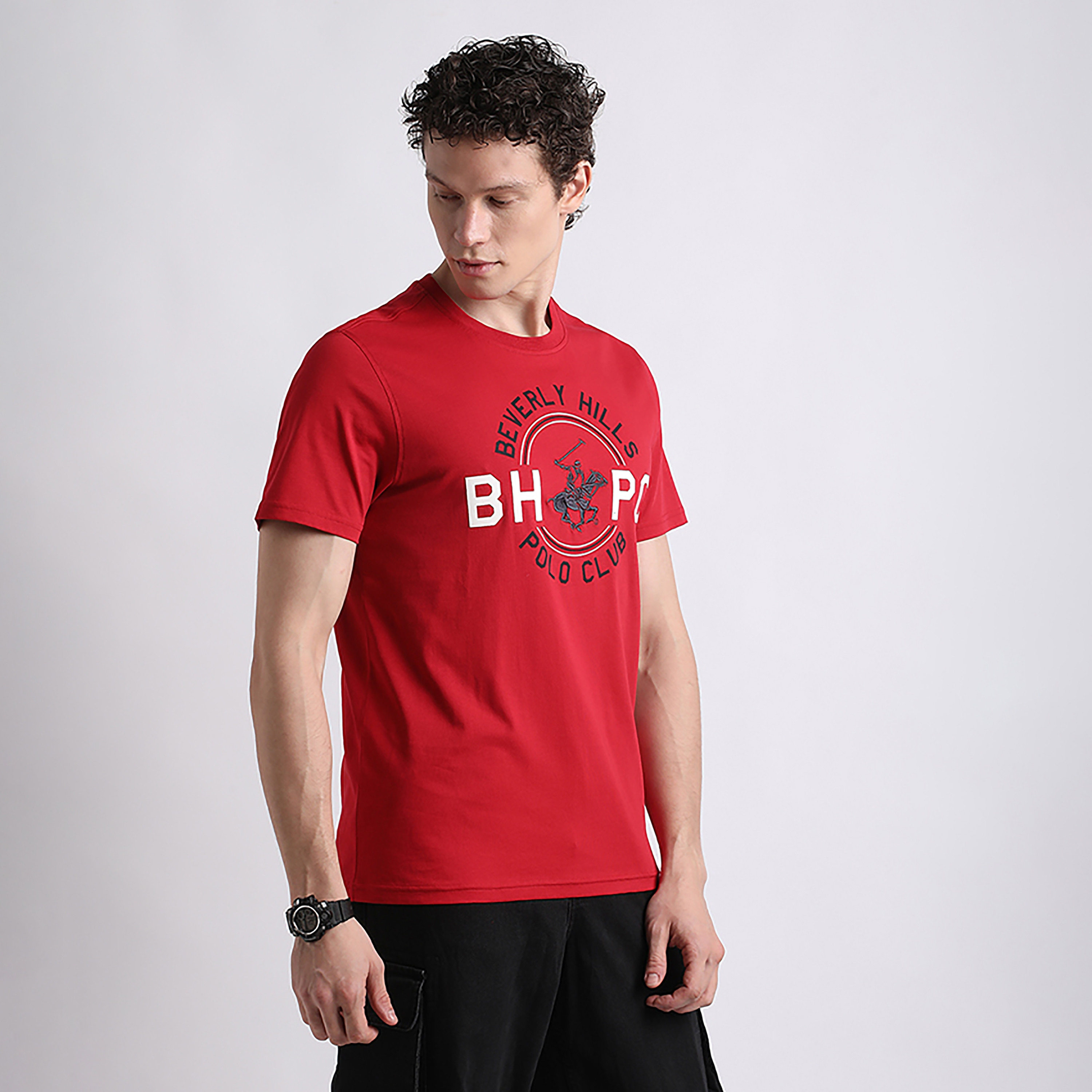 تي شيرت بيفرلي هيلز بولو كلوب بشعار العلامة التجارية وياقة دائرية وأكمام قصيرة للرجال-men-clothing-tshirtsandpolos-tshirts-image-7