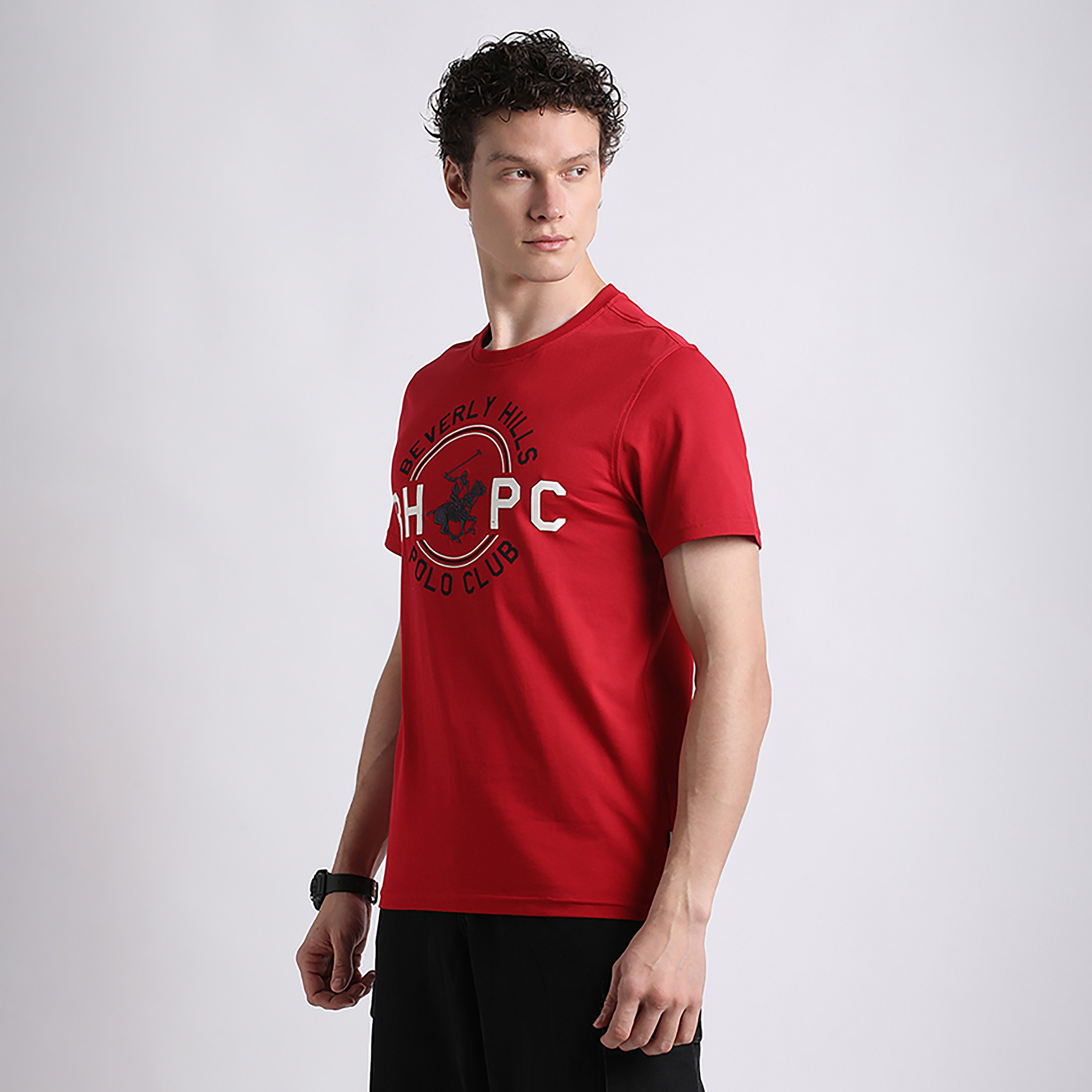 تي شيرت بيفرلي هيلز بولو كلوب بشعار العلامة التجارية وياقة دائرية وأكمام قصيرة للرجال-men-clothing-tshirtsandpolos-tshirts-image-8