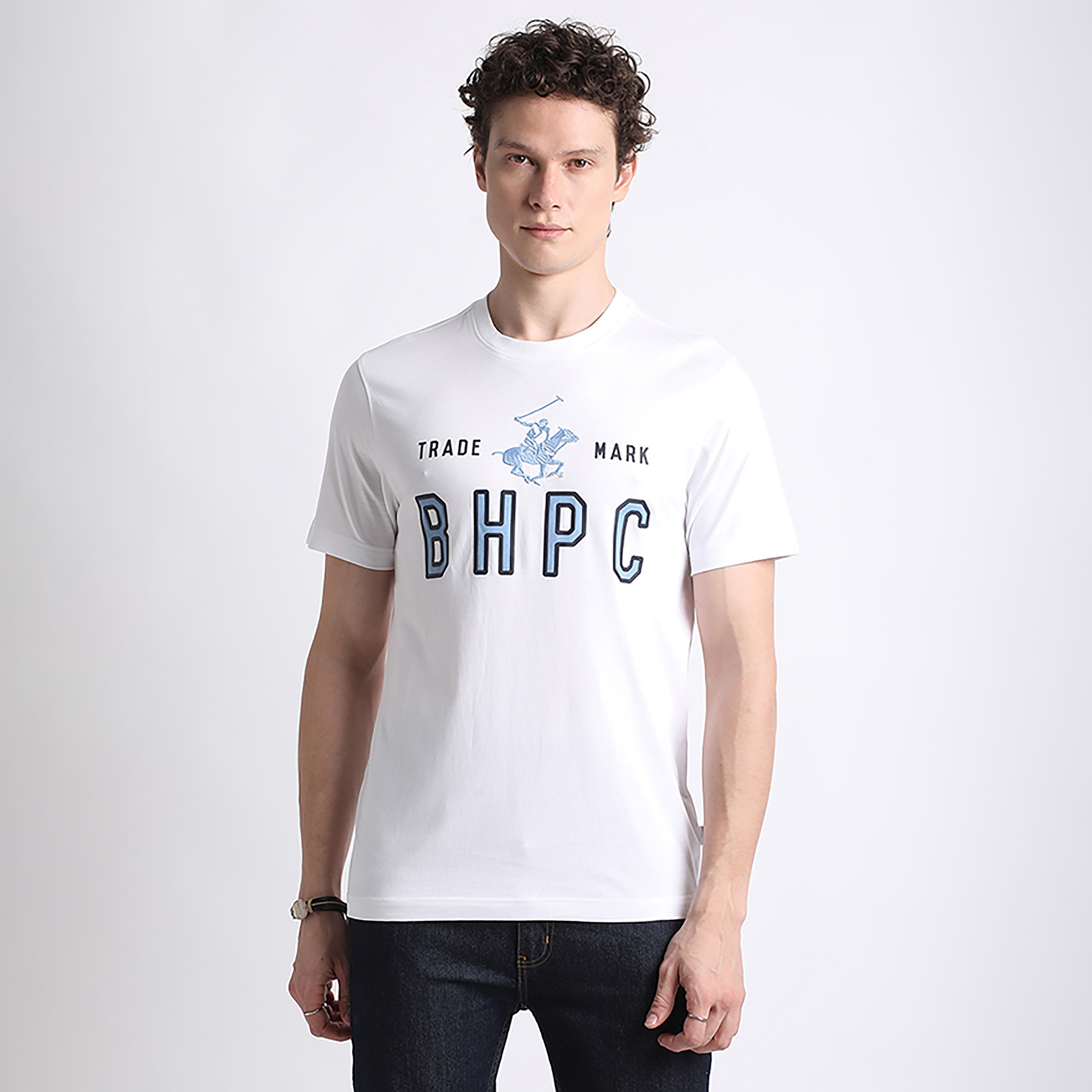 تي شيرت بيفرلي هيلز بولو كلوب بشعار العلامة التجارية وياقة دائرية وأكمام قصيرة للرجال-men-clothing-tshirtsandpolos-tshirts-image-5
