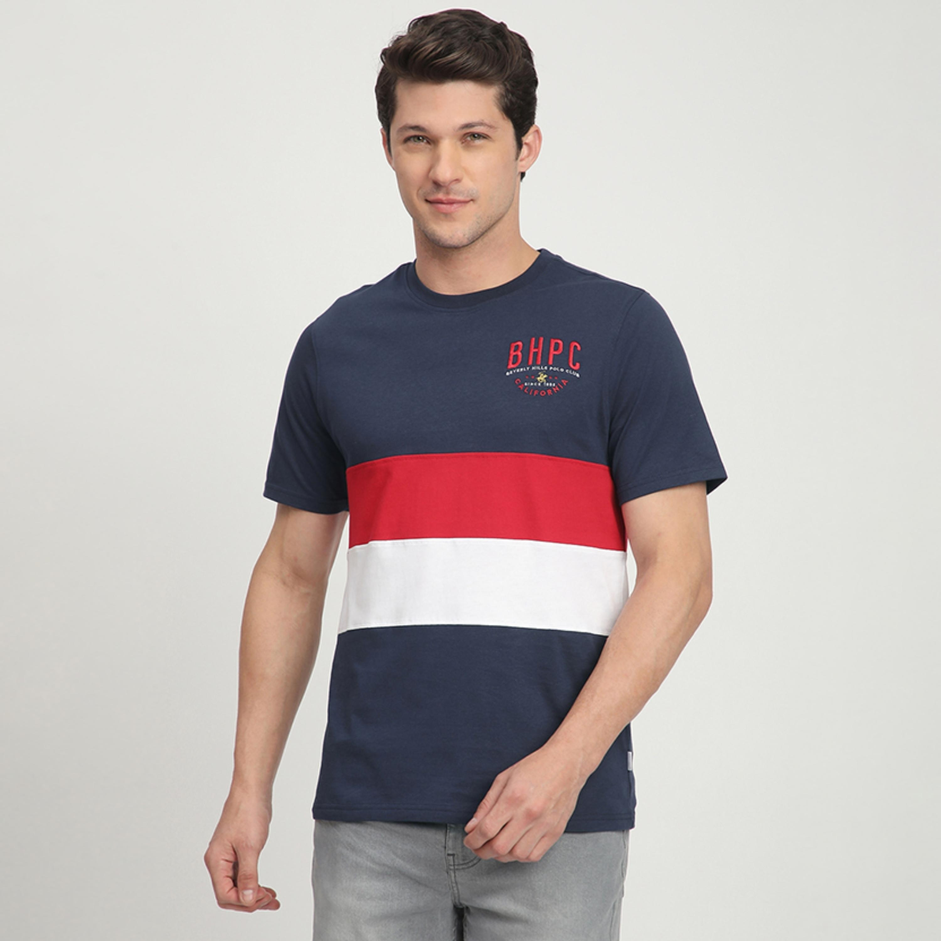 تي شيرت رجالي مخطط بأكمام قصيرة ورقبة دائرية من بيفرلي هيلز بولو كلوب-men-clothing-tshirtsandpolos-tshirts-image-5