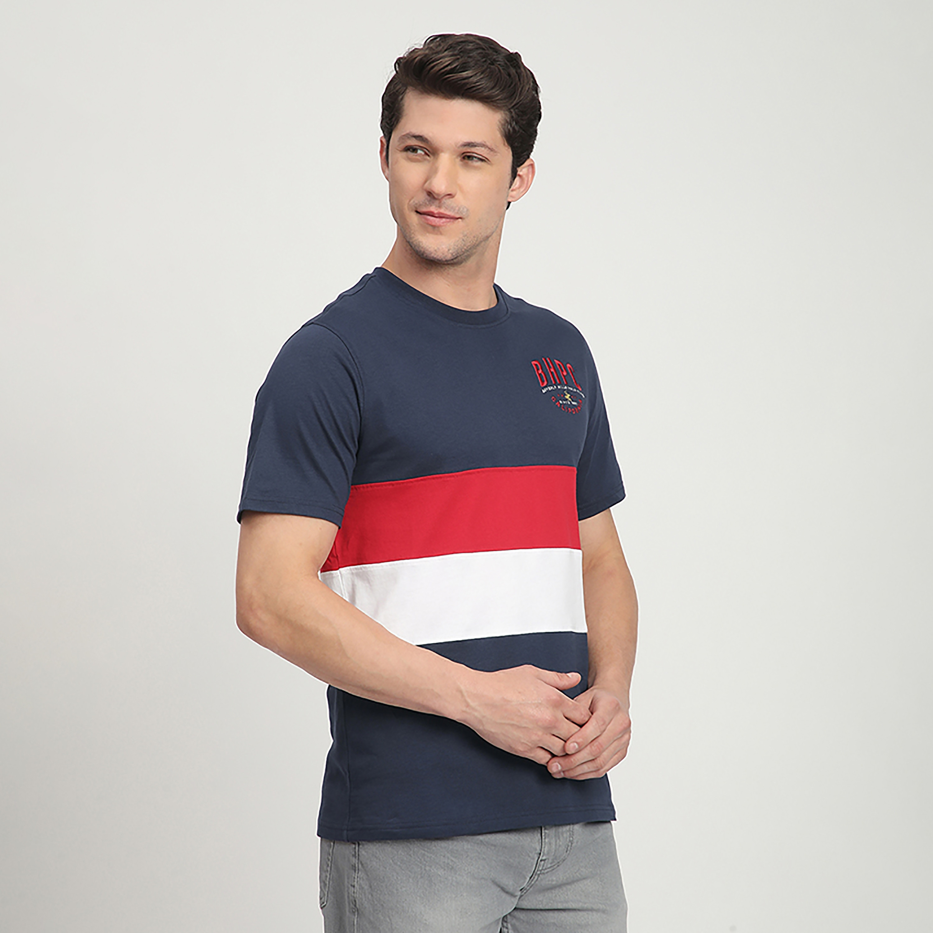 تي شيرت رجالي مخطط بأكمام قصيرة ورقبة دائرية من بيفرلي هيلز بولو كلوب-men-clothing-tshirtsandpolos-tshirts-image-7