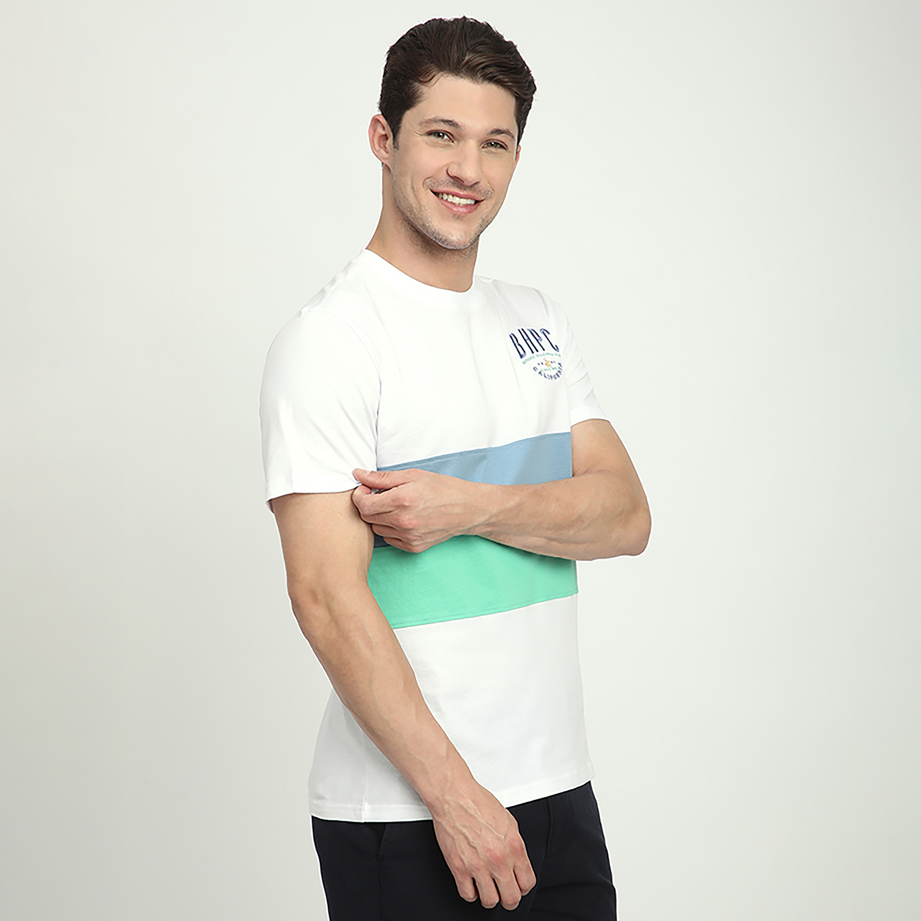 تي شيرت رجالي مخطط بأكمام قصيرة ورقبة دائرية من بيفرلي هيلز بولو كلوب-men-clothing-tshirtsandpolos-tshirts-image-3