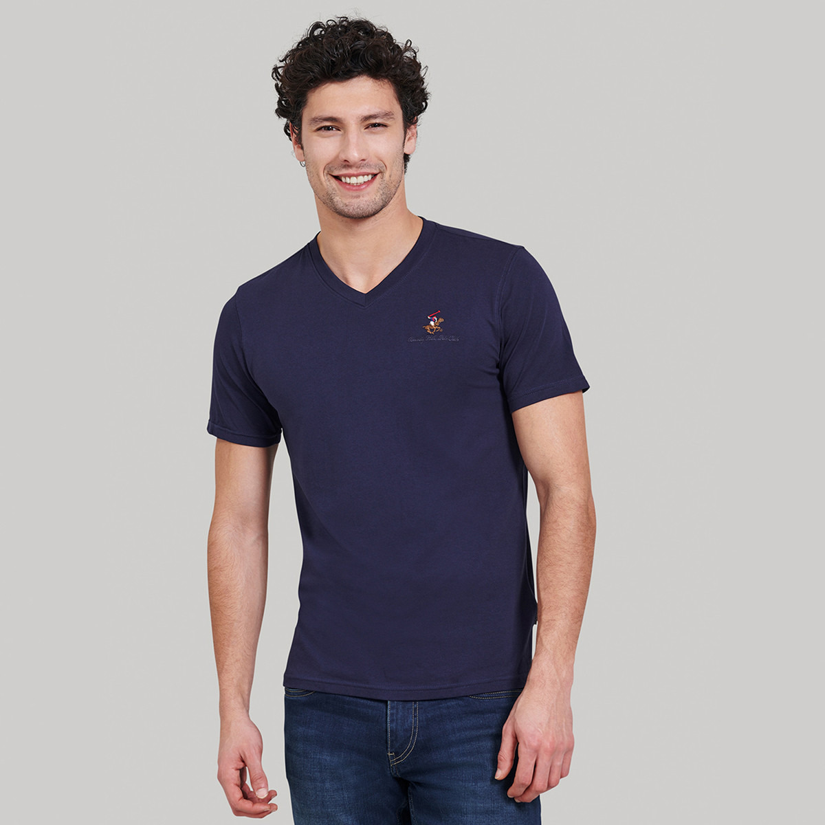 تي شيرت بيفرلي هيلز بولو كلوب بياقة على شكل وي وأكمام قصيرة مع شعار-men-clothing-tshirtsandpolos-tshirts-image-1