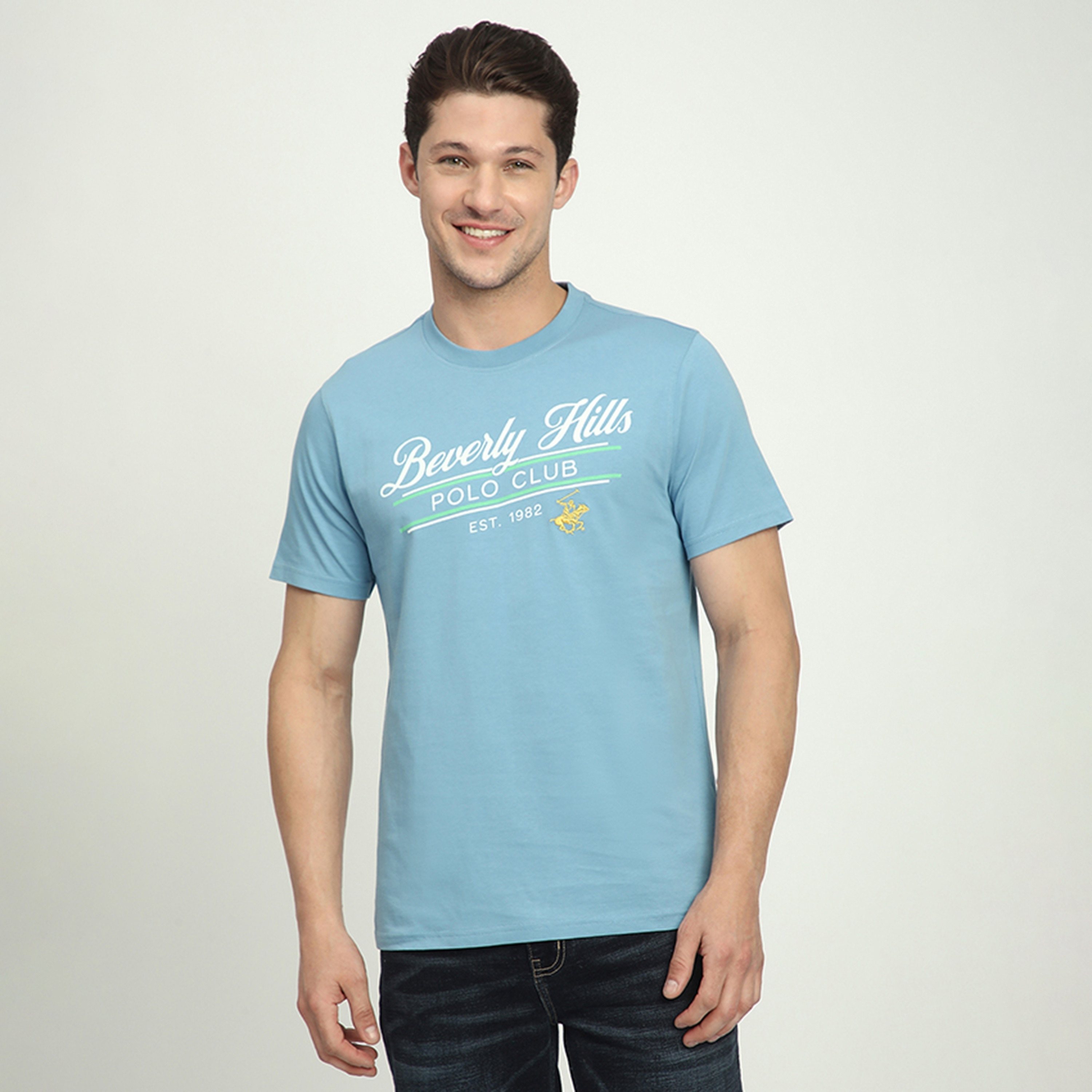 تي شيرت بيفرلي هيلز بولو كلوب مطبوع عليه شعار وياقة دائرية وأكمام قصيرة للرجال-men-clothing-tshirtsandpolos-tshirts-image-1