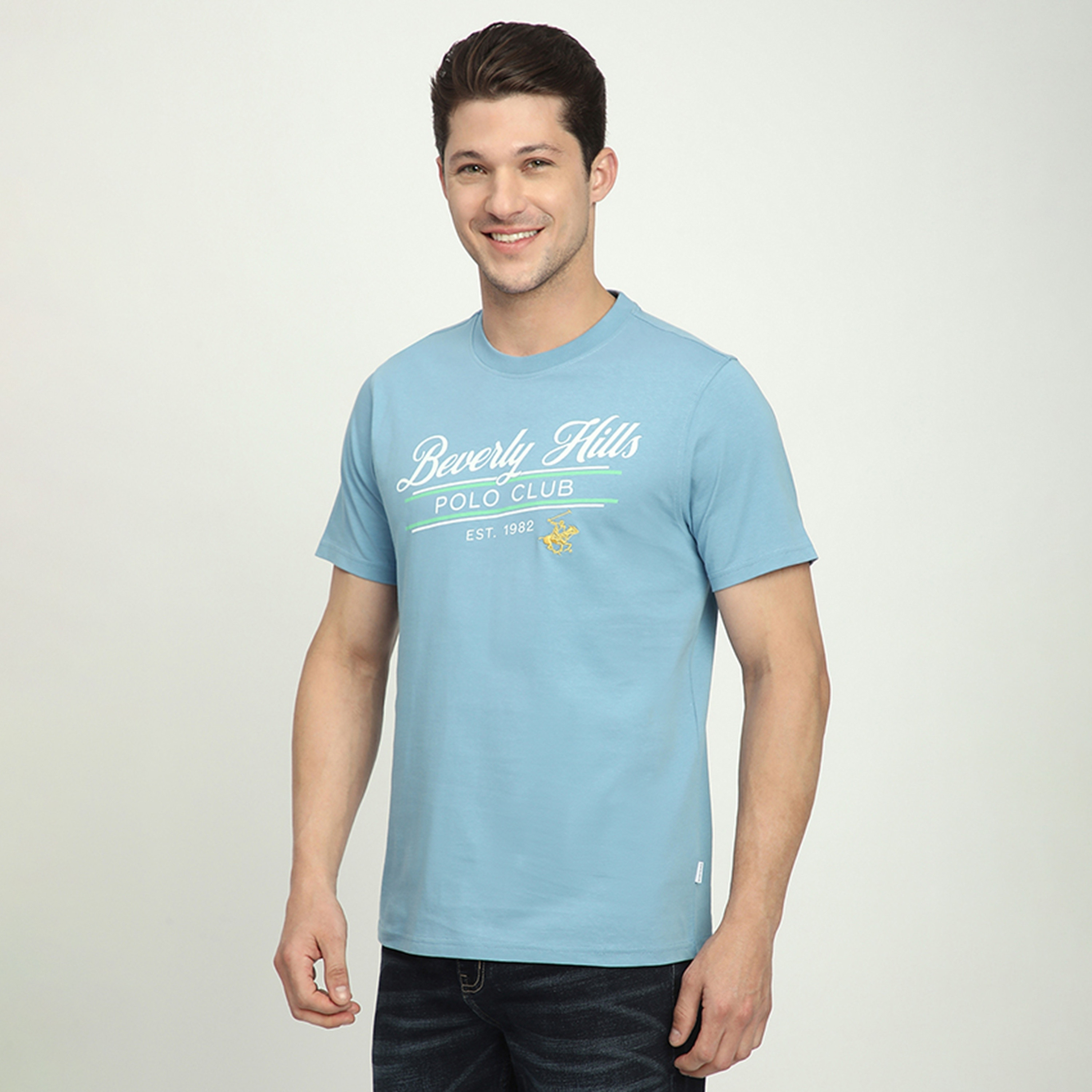 تي شيرت بيفرلي هيلز بولو كلوب مطبوع عليه شعار وياقة دائرية وأكمام قصيرة للرجال-men-clothing-tshirtsandpolos-tshirts-image-2