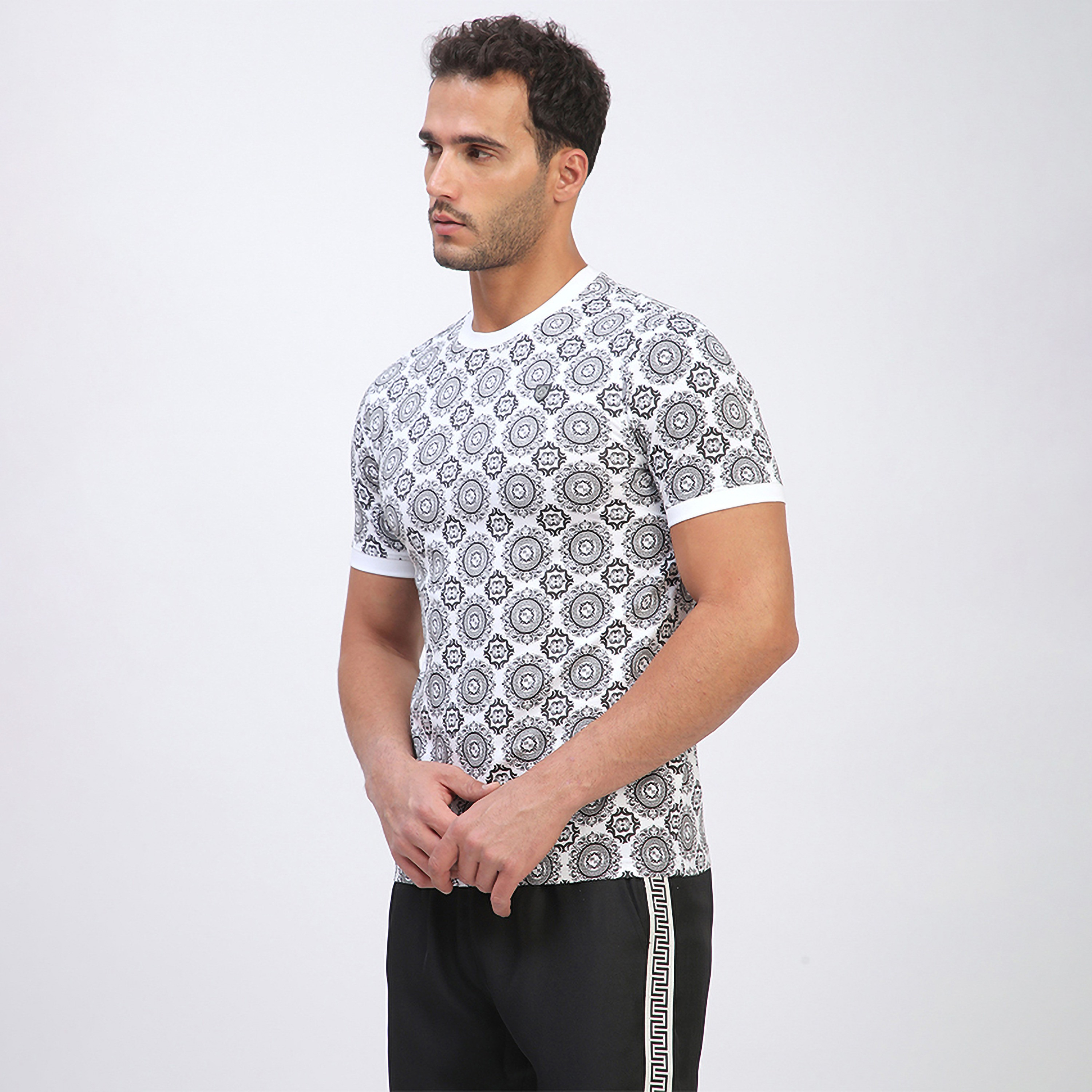 Beverly Hills Polo Club Geometric Print Crew Neck Short Sleeves Men's T-Shirt-men-clothing-tshirtsandpolos-tshirts-image-2