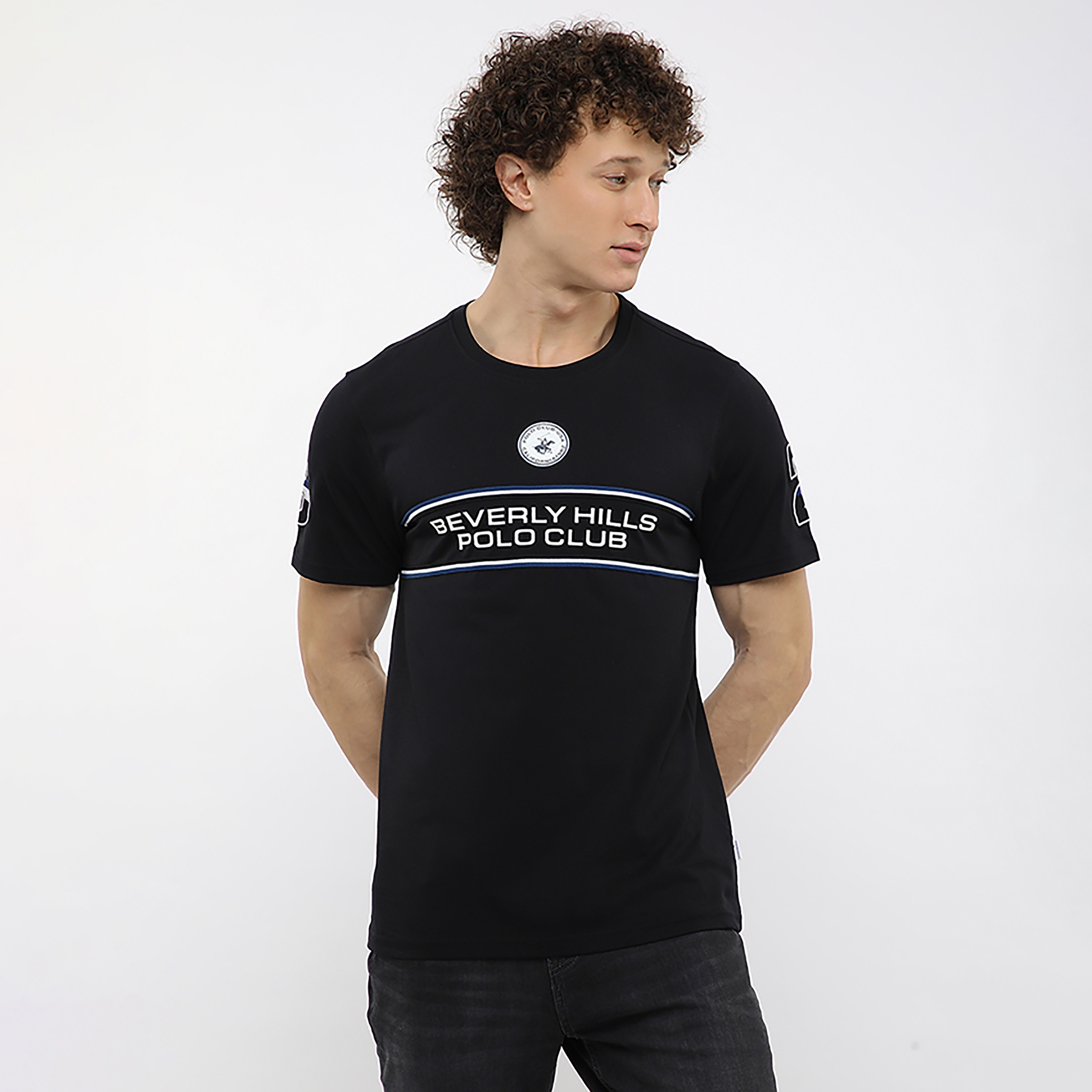تي شيرت رجالي بياقة دائرية وأكمام قصيرة بطبعة نصية من بيفرلي هيلز بولو كلوب-men-clothing-tshirtsandpolos-tshirts-image-1