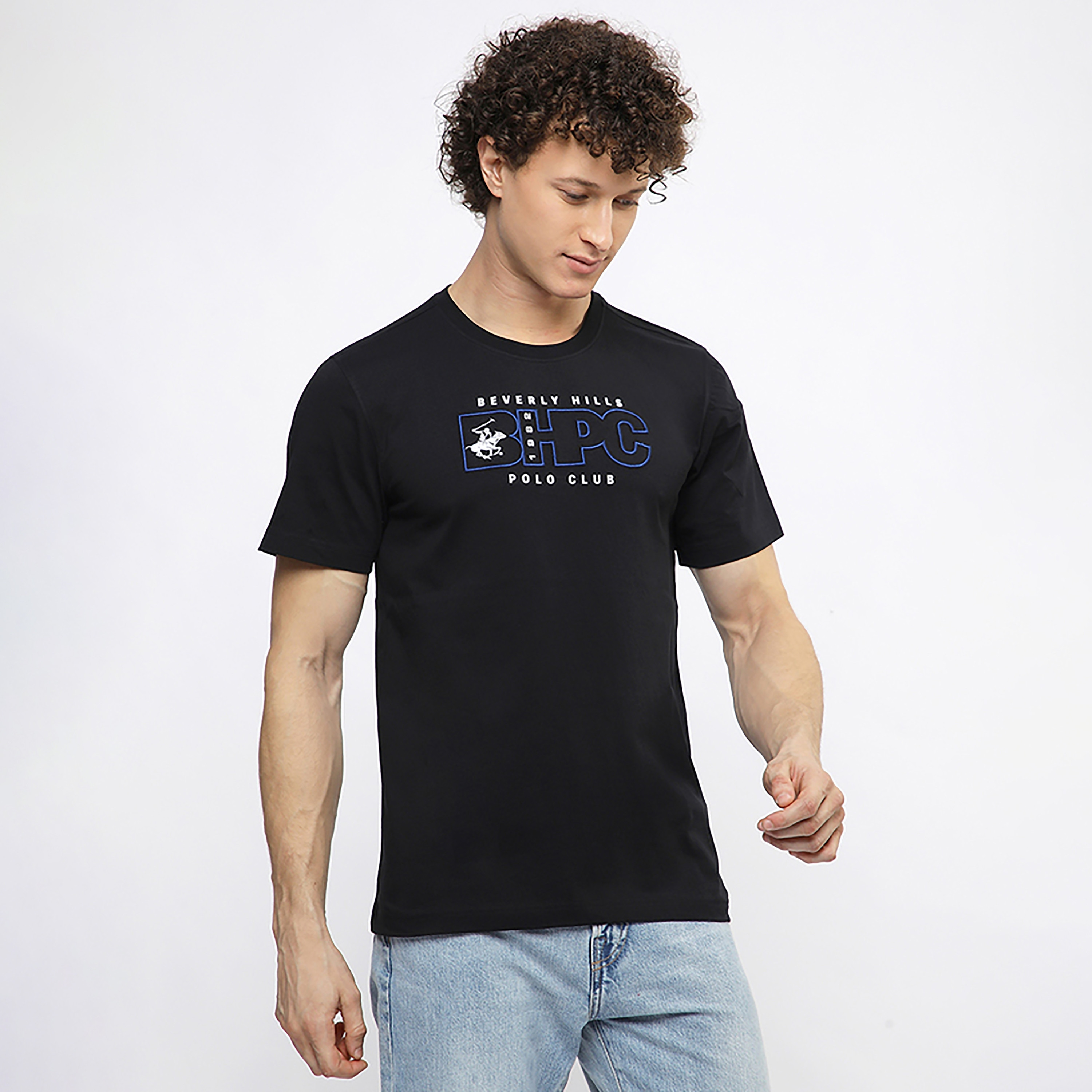 تي شيرت رجالي بياقة دائرية وأكمام قصيرة وشعار مطرز من بيفرلي هيلز بولو كلوب-men-clothing-tshirtsandpolos-tshirts-image-3