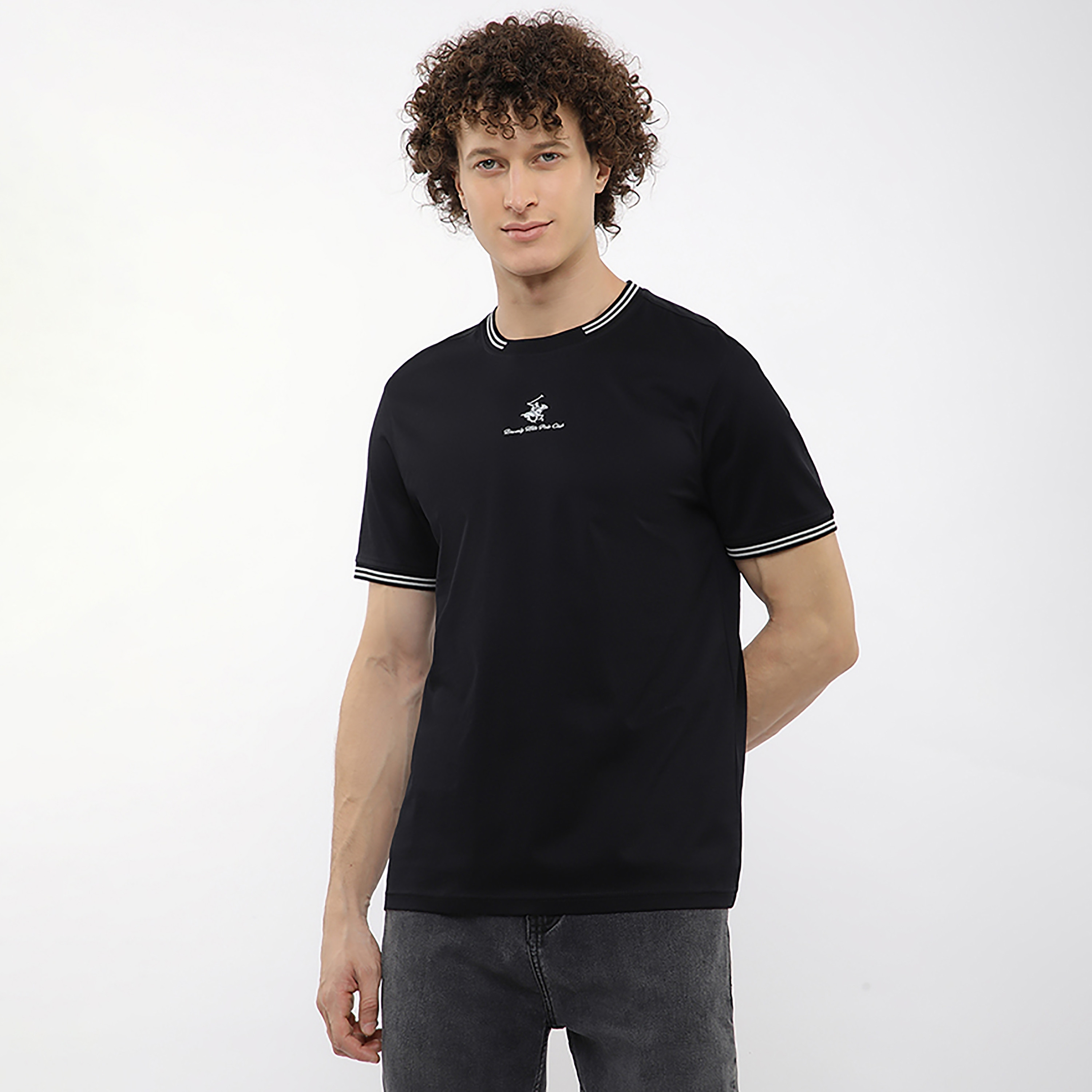Beverly Hills Polo Club Embroidered Logo Crew Neck Short Sleeves Men's T-Shirt-men-clothing-tshirtsandpolos-tshirts-image-1