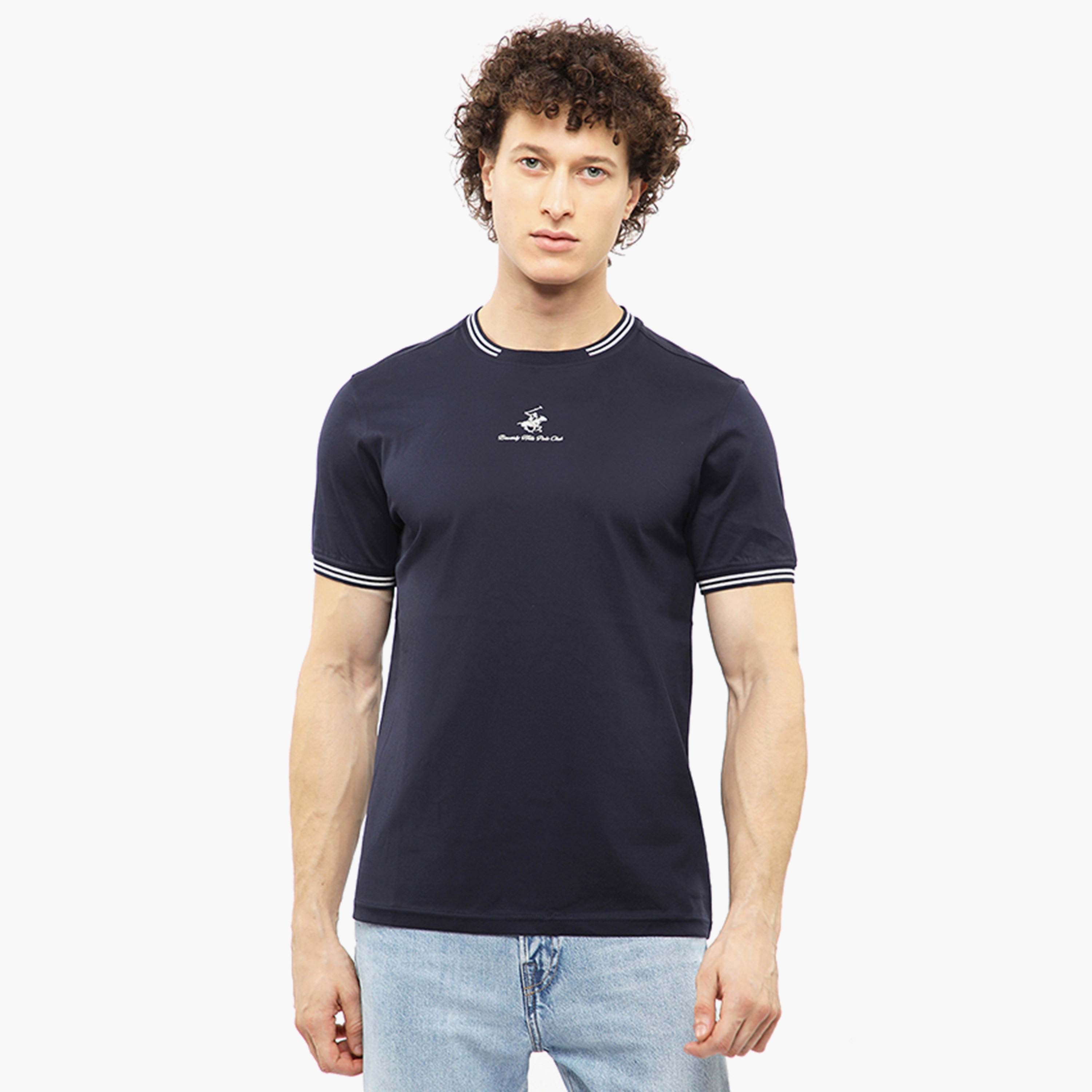 تي شيرت رجالي بياقة دائرية وأكمام قصيرة وشعار مطرز من بيفرلي هيلز بولو كلوب-men-clothing-tshirtsandpolos-tshirts-image-6
