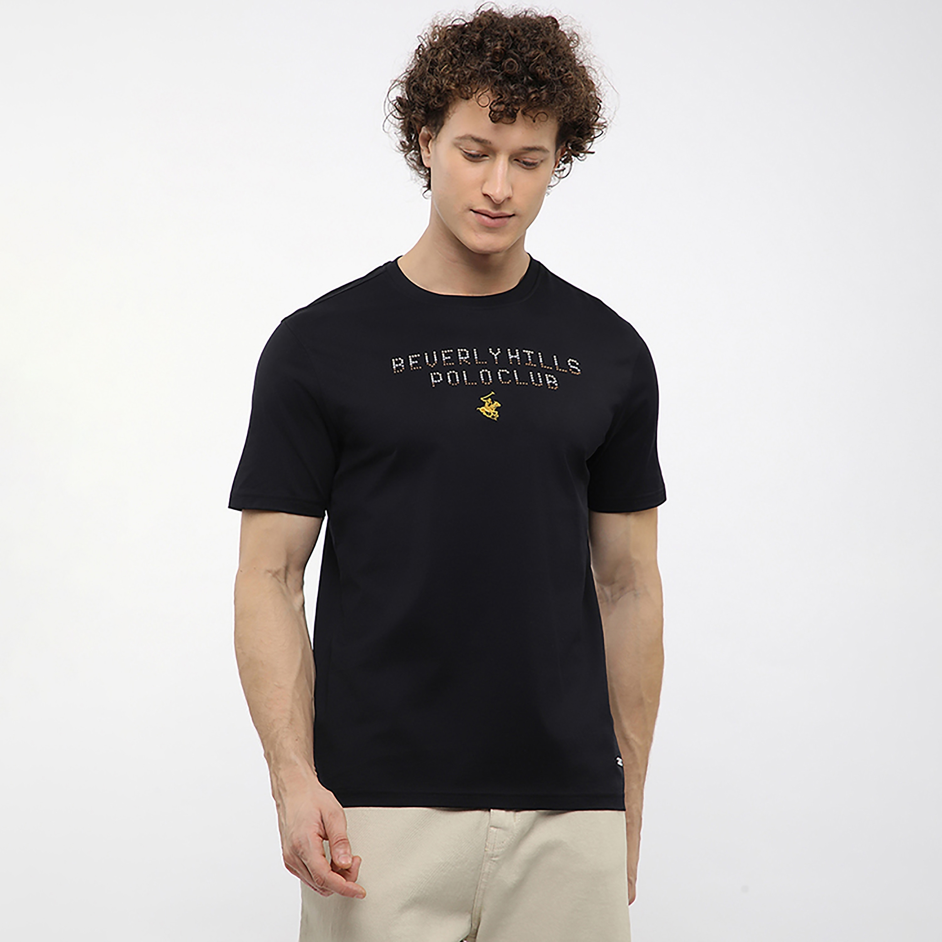 تيشيرت رجالي بشعار مُزيّن بياقة مستديرة وأكمام قصيرة من بيفرلي هيلز بولو كلوب-men-clothing-tshirtsandpolos-tshirts-image-1
