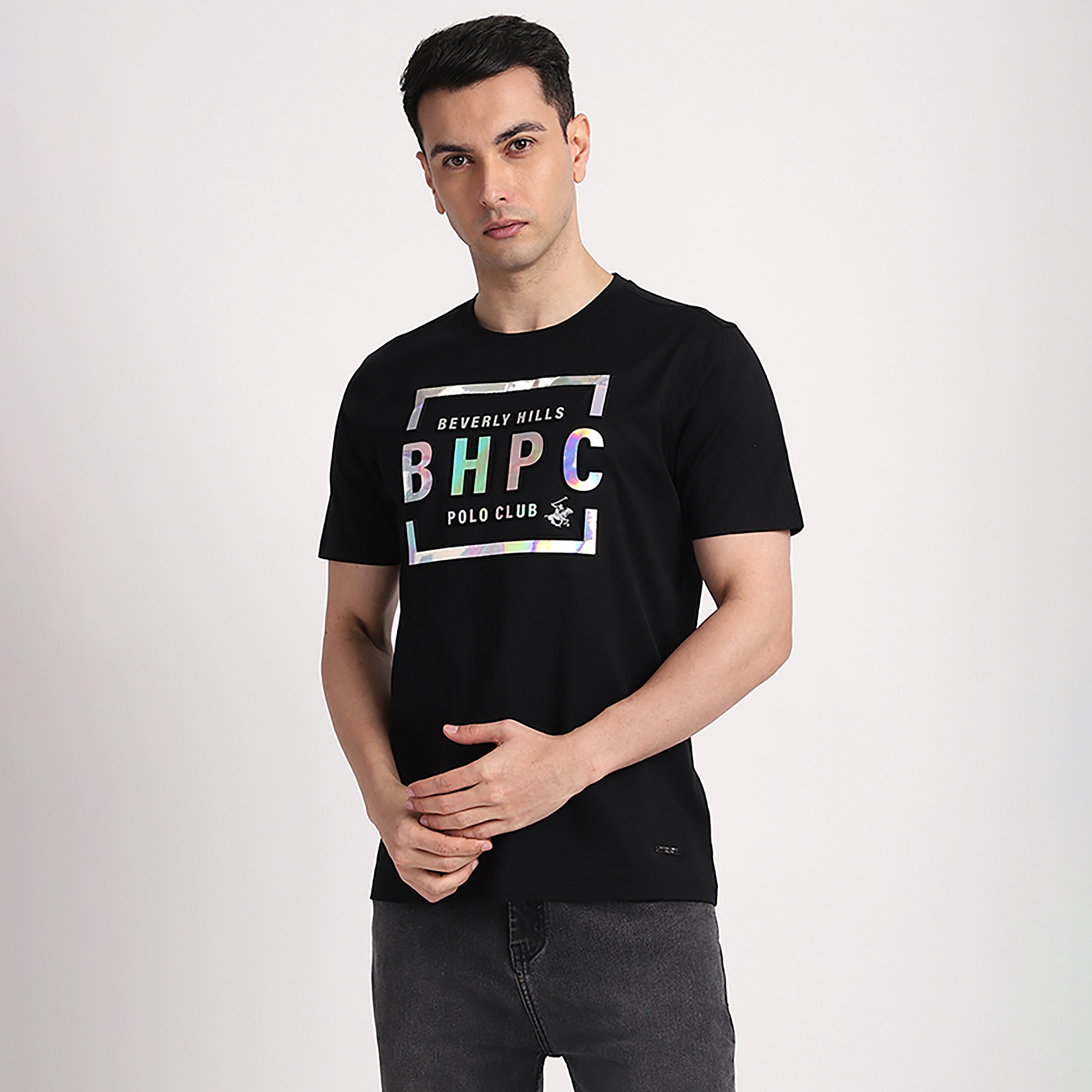 Beverly Hills Polo Club Embossed Holographic Crew Neck Short Sleeves Men's T-Shirt-men-clothing-tshirtsandpolos-tshirts-image-1