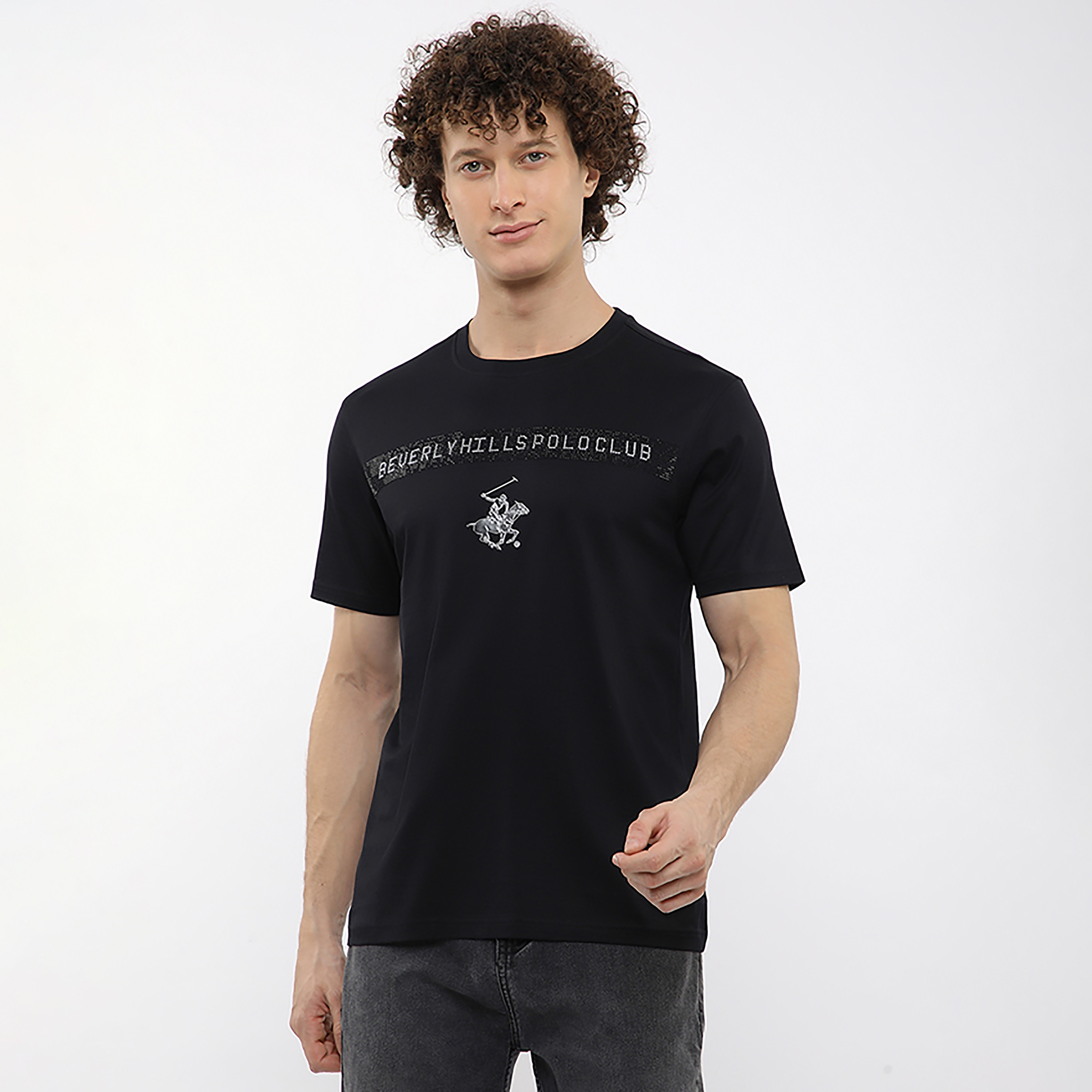 تيشيرت رجالي بشعار مُزيّن بياقة مستديرة وأكمام قصيرة من بيفرلي هيلز بولو كلوب-men-clothing-tshirtsandpolos-tshirts-image-1