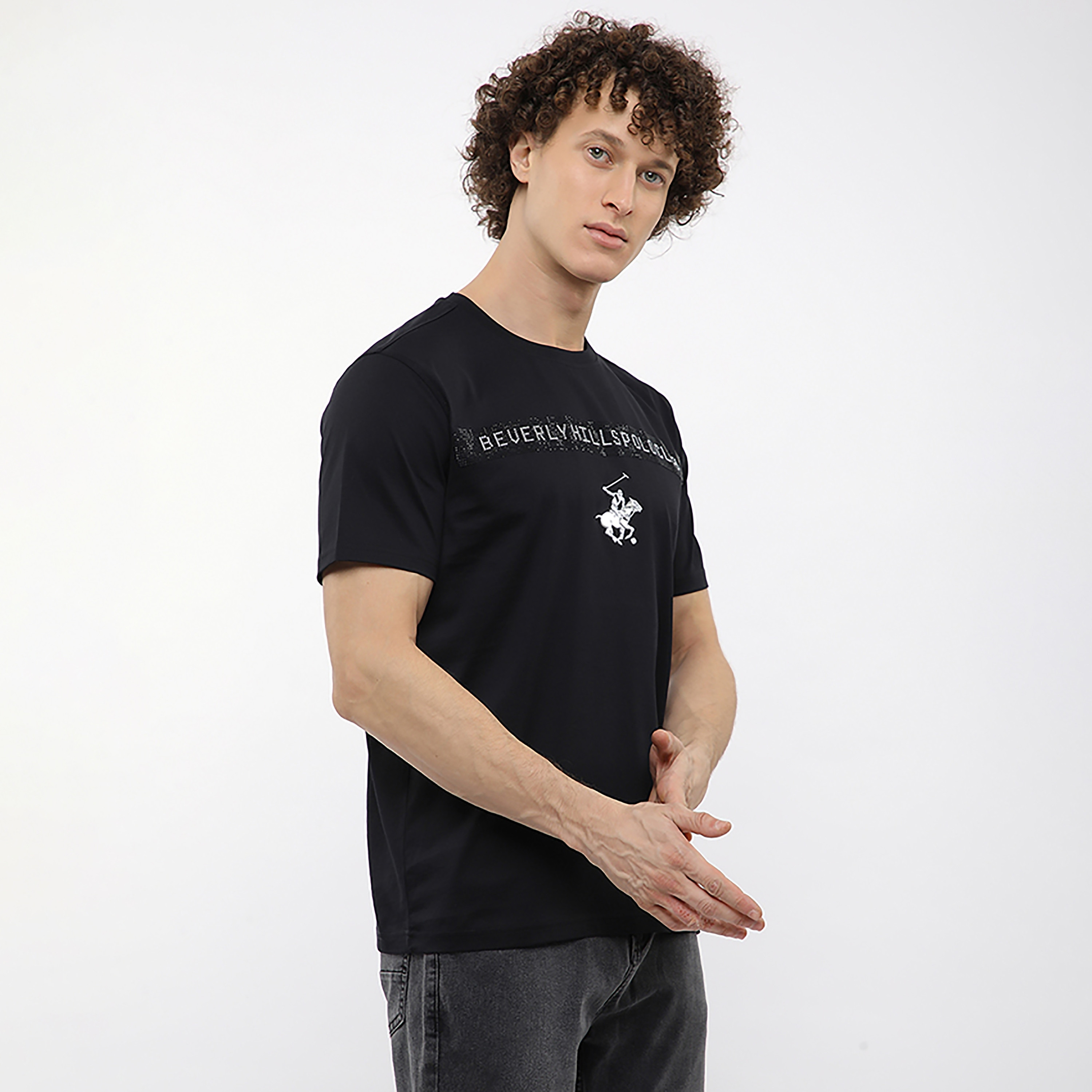 تيشيرت رجالي بشعار مُزيّن بياقة مستديرة وأكمام قصيرة من بيفرلي هيلز بولو كلوب-men-clothing-tshirtsandpolos-tshirts-image-3