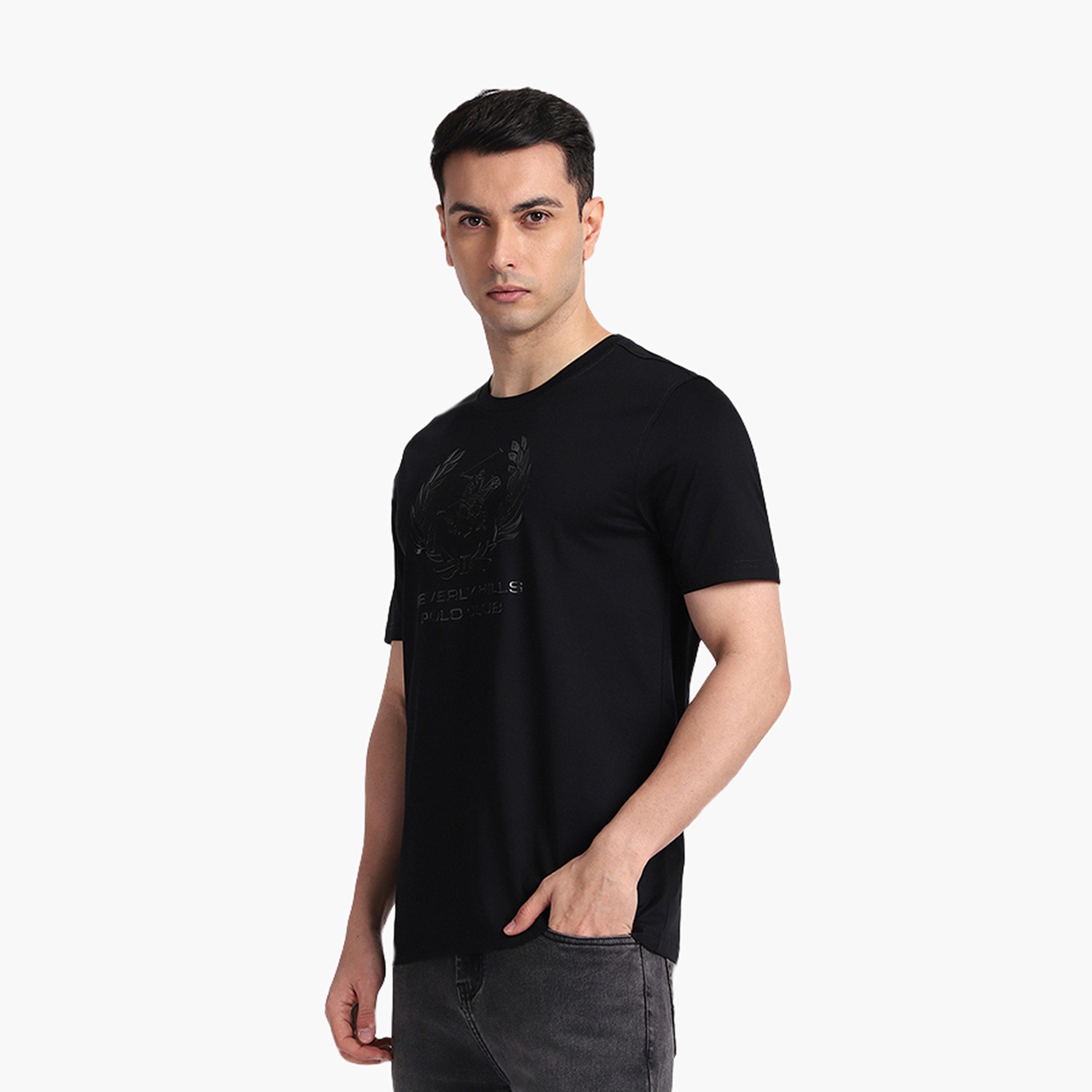 تي شيرت رجالي بأكمام قصيرة وياقة دائرية وشعار من بيفرلي هيلز بولو كلوب-men-clothing-tshirtsandpolos-tshirts-image-2