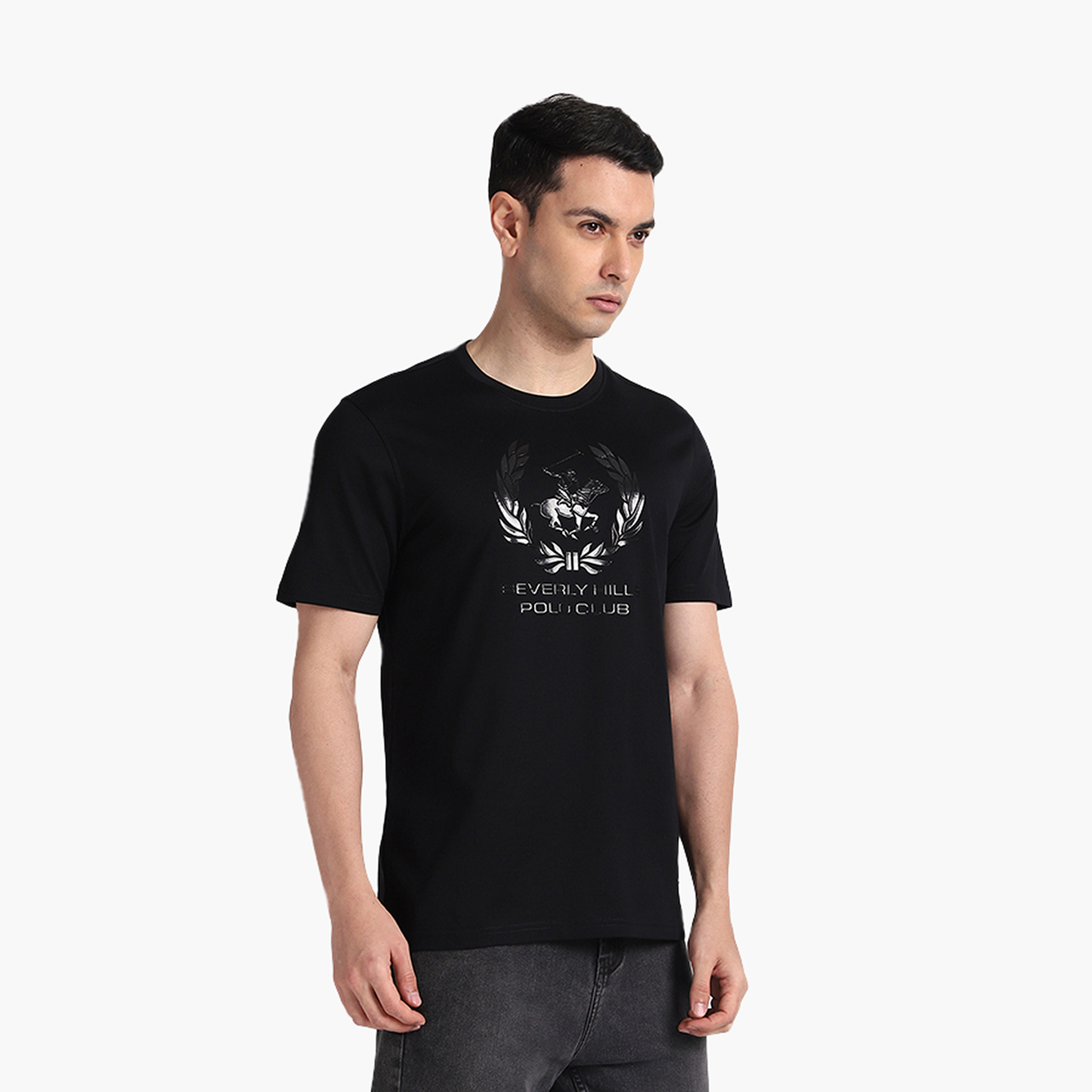 تي شيرت رجالي بأكمام قصيرة وياقة دائرية وشعار من بيفرلي هيلز بولو كلوب-men-clothing-tshirtsandpolos-tshirts-image-3