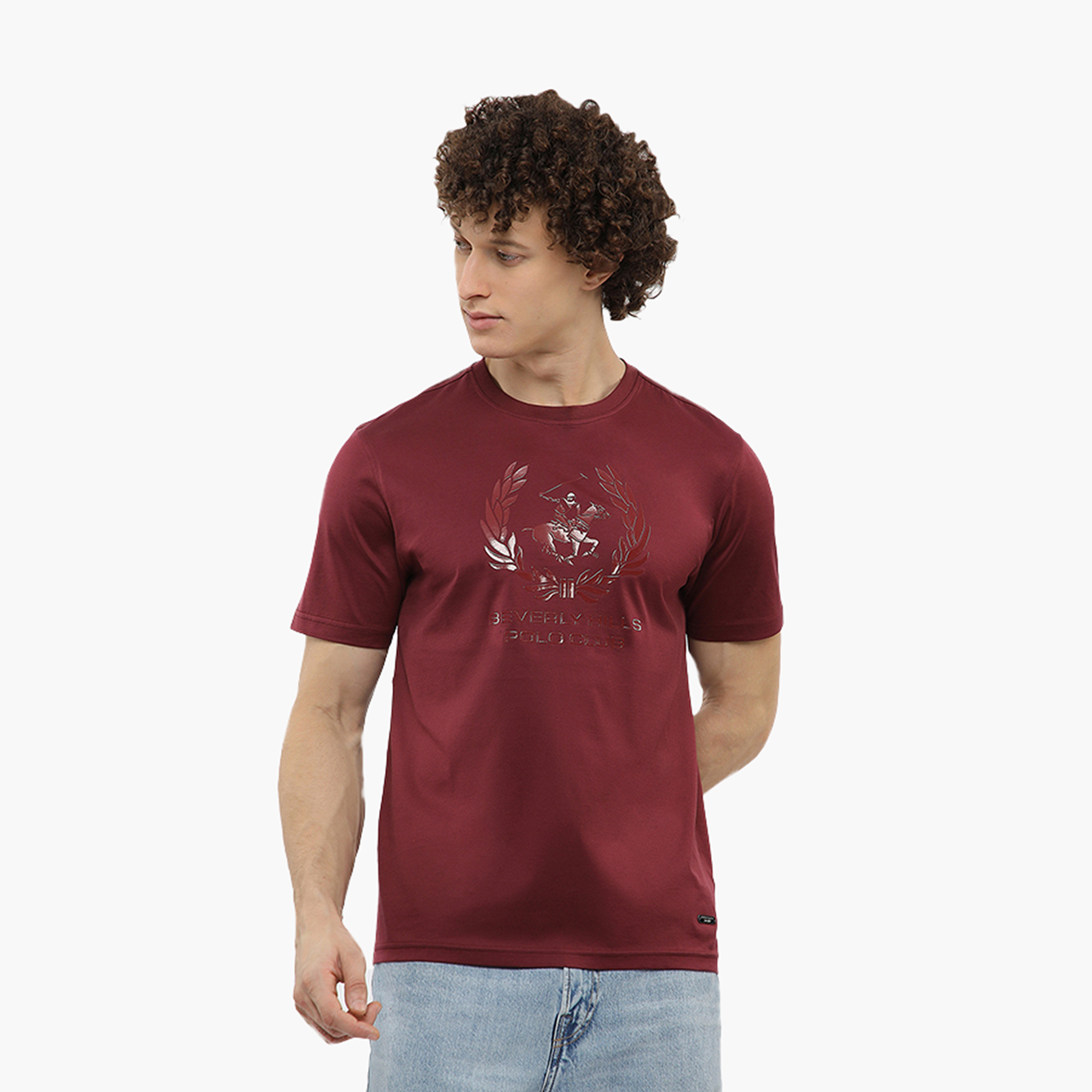 تي شيرت رجالي بأكمام قصيرة وياقة دائرية وشعار من بيفرلي هيلز بولو كلوب-men-clothing-tshirtsandpolos-tshirts-image-1