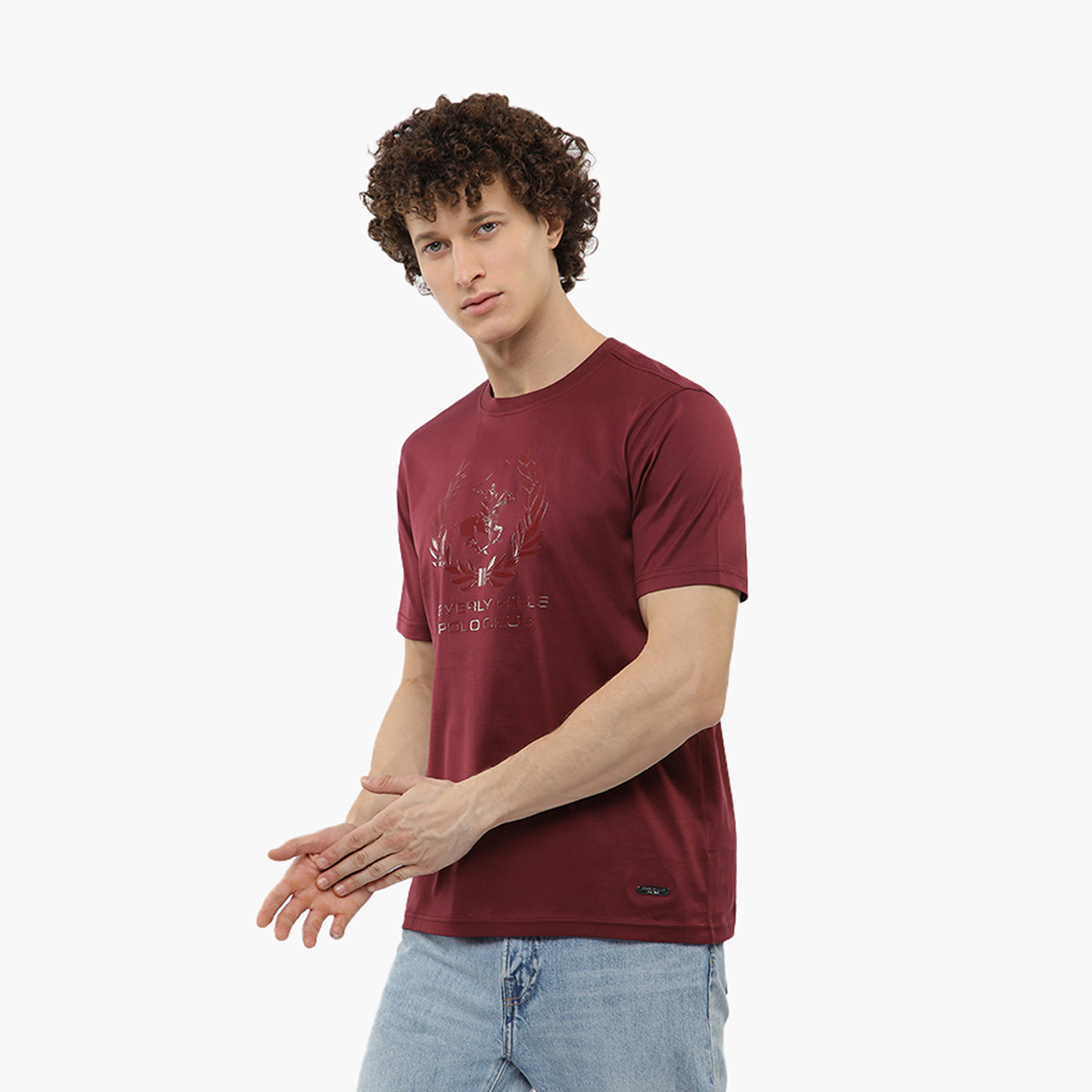 تي شيرت رجالي بأكمام قصيرة وياقة دائرية وشعار من بيفرلي هيلز بولو كلوب-men-clothing-tshirtsandpolos-tshirts-image-2