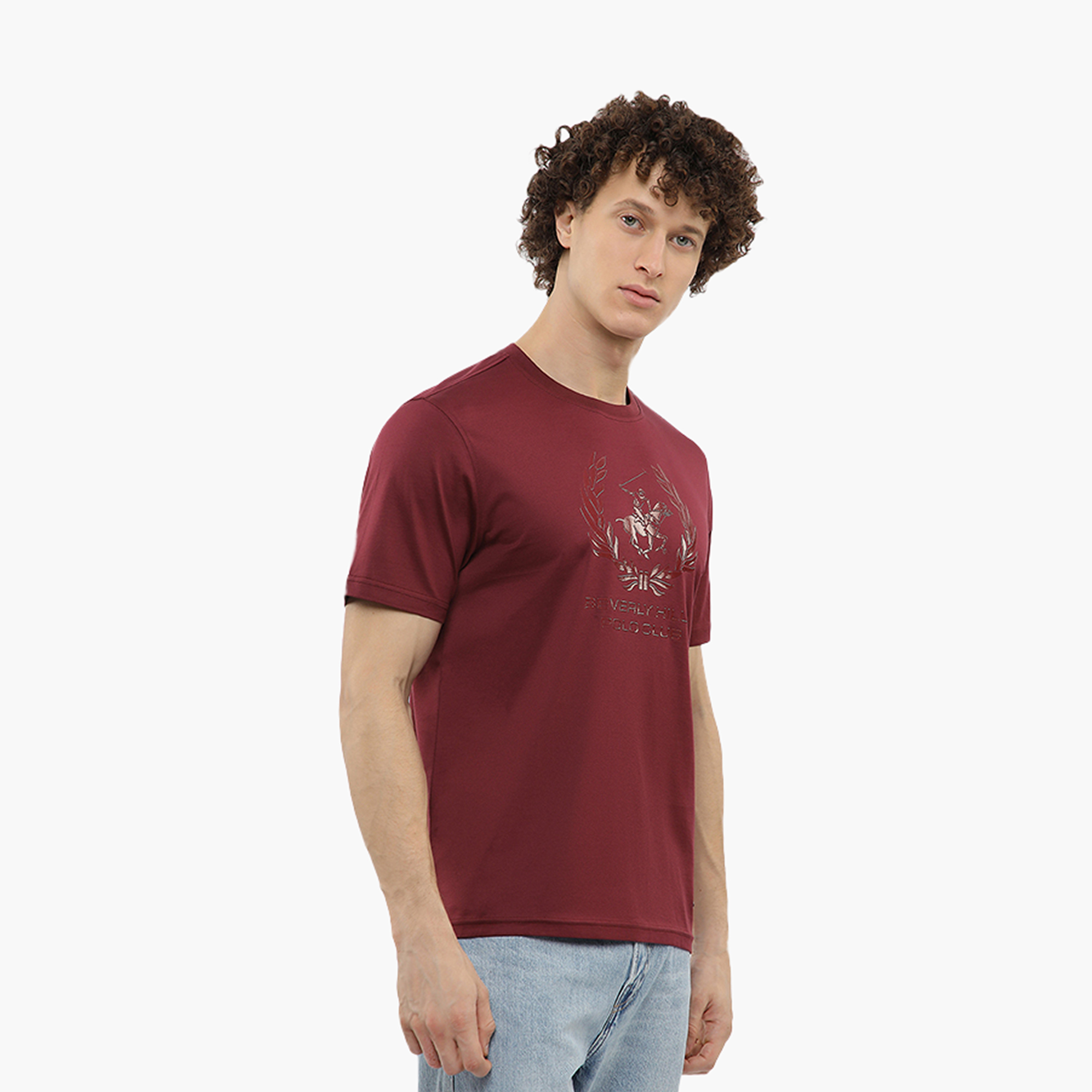 تي شيرت رجالي بأكمام قصيرة وياقة دائرية وشعار من بيفرلي هيلز بولو كلوب-men-clothing-tshirtsandpolos-tshirts-image-3