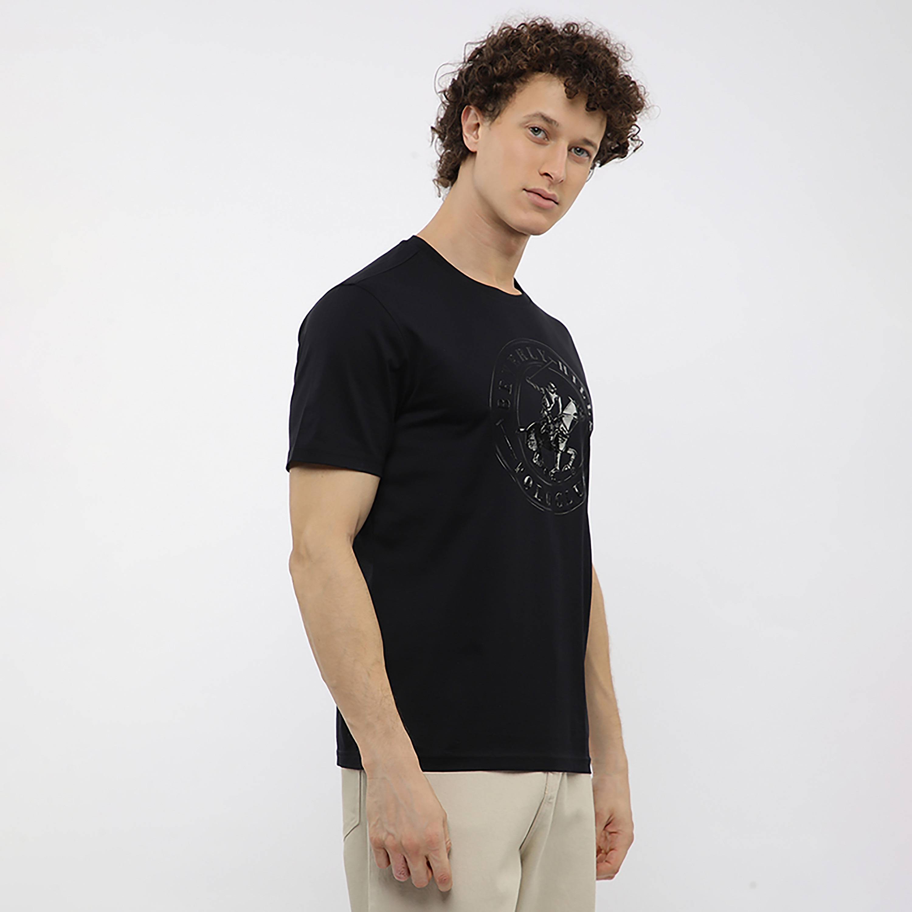 تيشيرت رجالي بشعار بارز بياقة مستديرة وأكمام قصيرة من بيفرلي هيلز بولو كلوب-men-clothing-tshirtsandpolos-tshirts-image-3