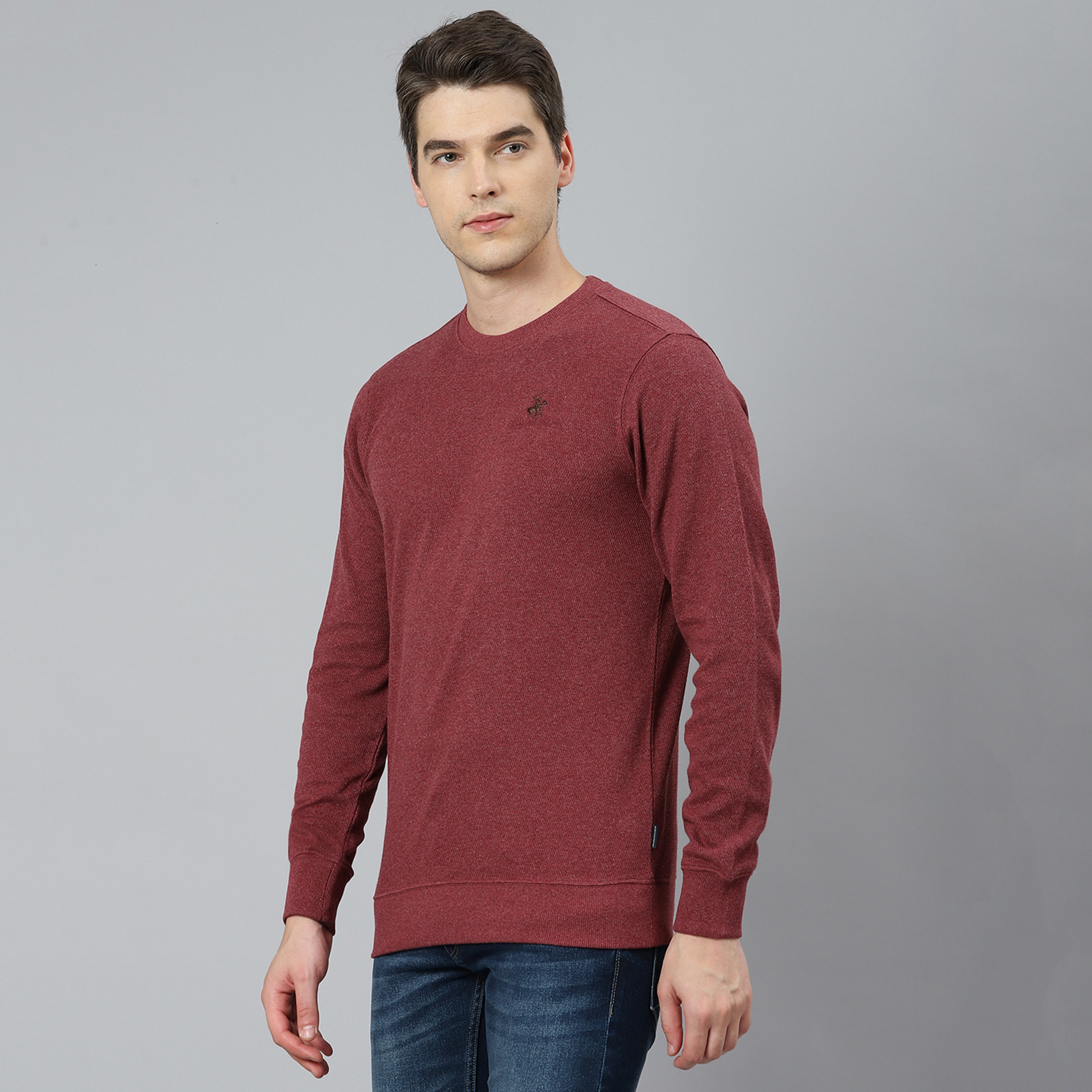 كنزة بيفرلي هيلز بولو كلوب برقبة مستديرة مع عنابي اللون للرجال-men-winterwear-hoodiesandsweatshirts-image-2