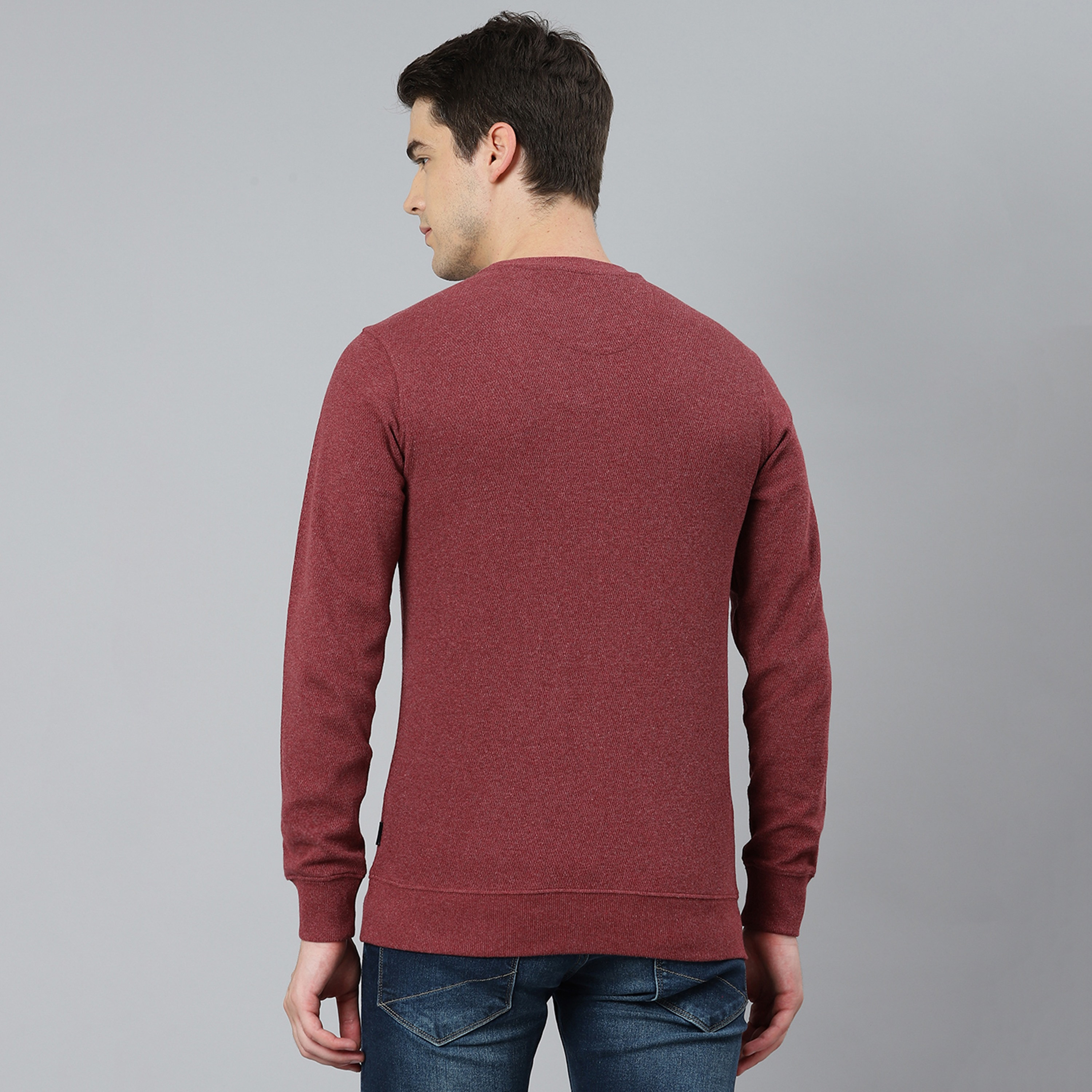 Beverly Hills Polo Club Men Burgundy Textured Crew Neck Sweatshirt-men-winterwear-hoodiesandsweatshirts-image-4