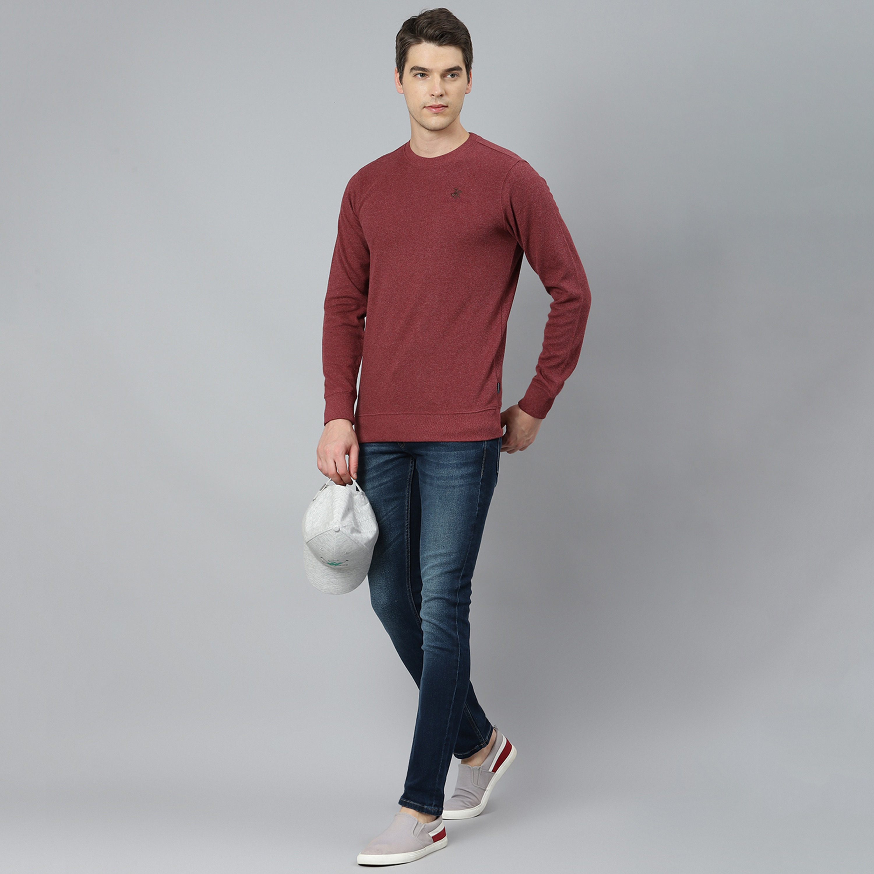 Beverly Hills Polo Club Men Burgundy Textured Crew Neck Sweatshirt-men-winterwear-hoodiesandsweatshirts-image-6