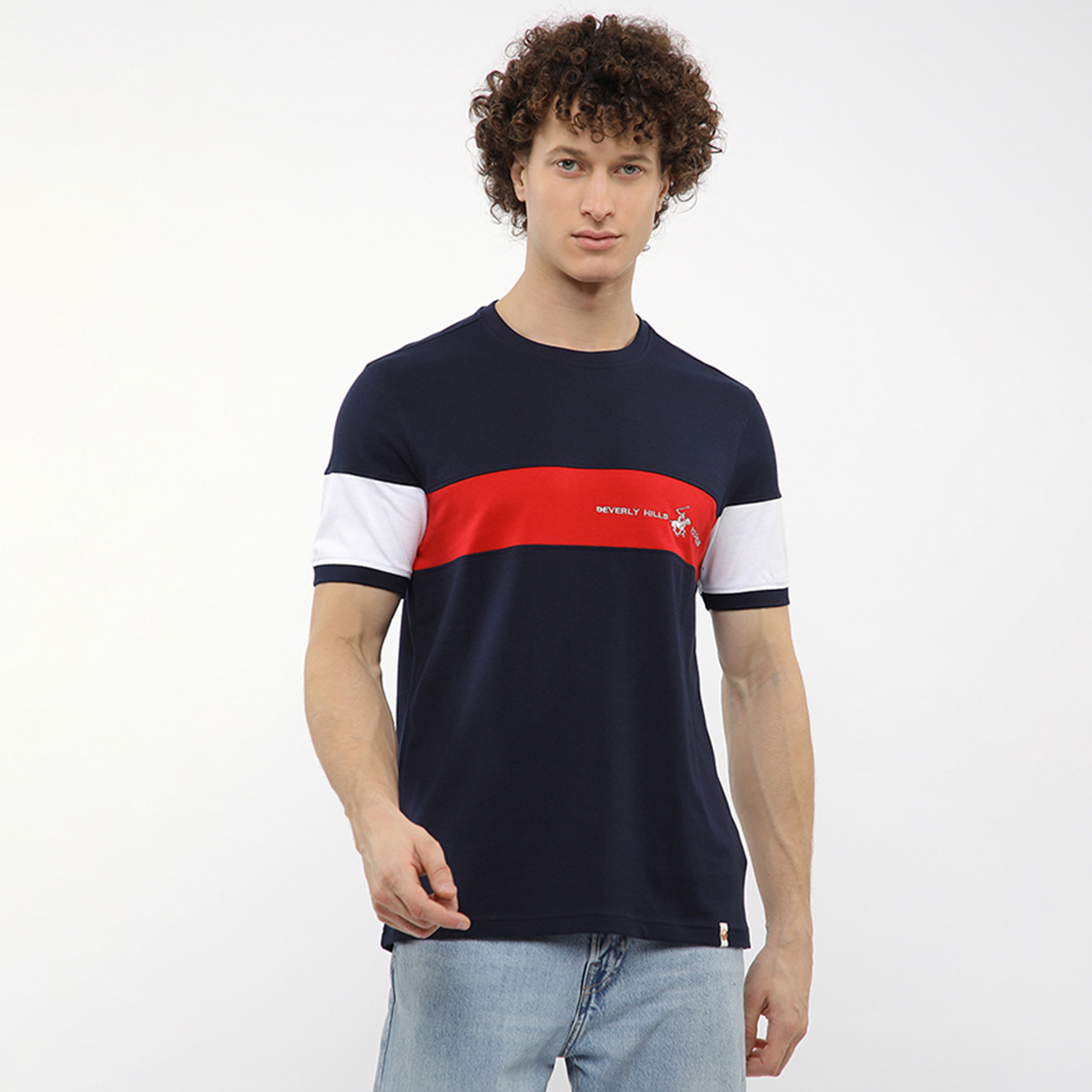 تيشيرت رجالي بأكمام قصيرة ورقبة دائرية ملون من بيفرلي هيلز بولو كلوب-men-clothing-tshirtsandpolos-tshirts-image-1