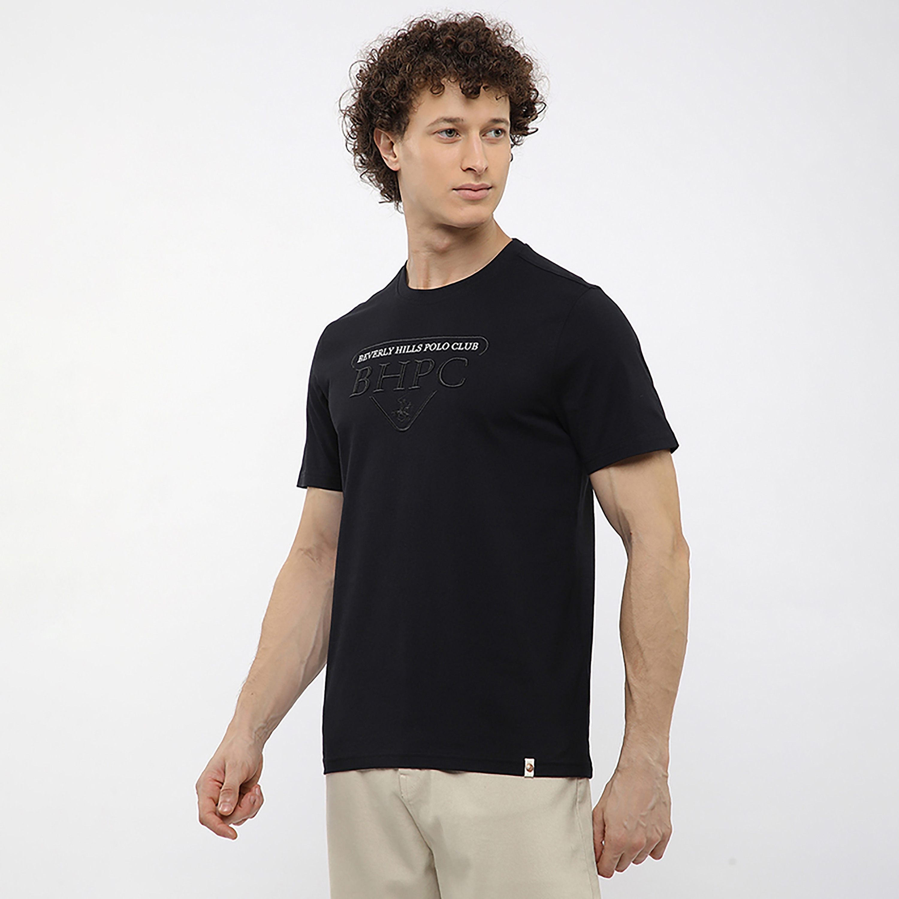 تي شيرت رجالي بياقة دائرية وأكمام قصيرة وشعار مطرز من بيفرلي هيلز بولو كلوب-men-clothing-tshirtsandpolos-tshirts-image-2