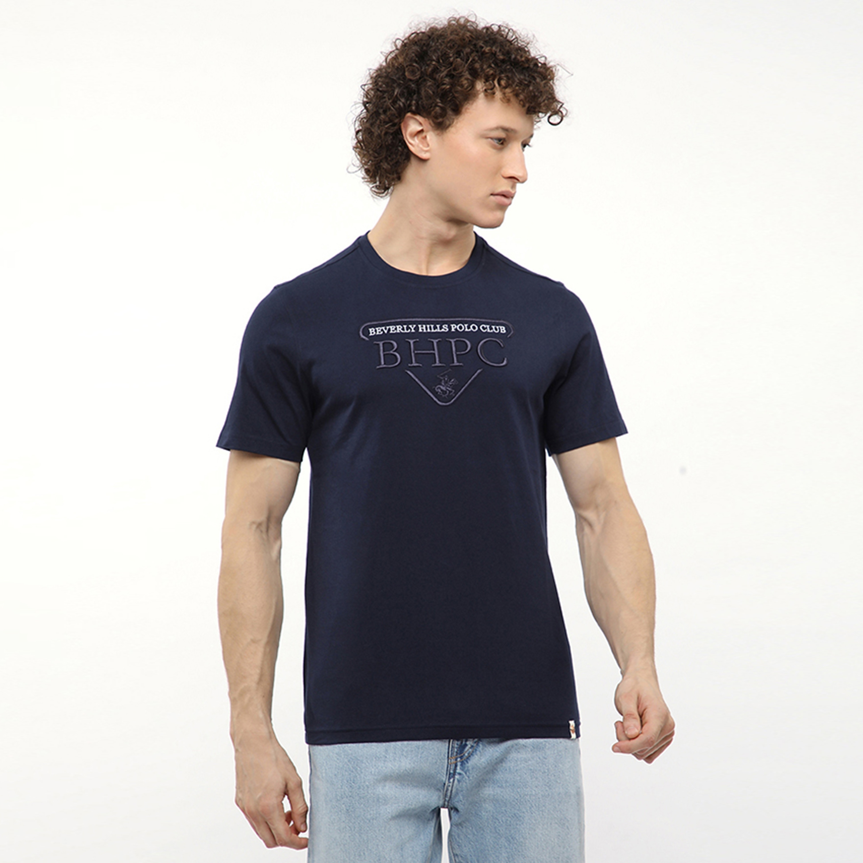 تي شيرت رجالي بياقة دائرية وأكمام قصيرة وشعار مطرز من بيفرلي هيلز بولو كلوب-men-clothing-tshirtsandpolos-tshirts-image-11