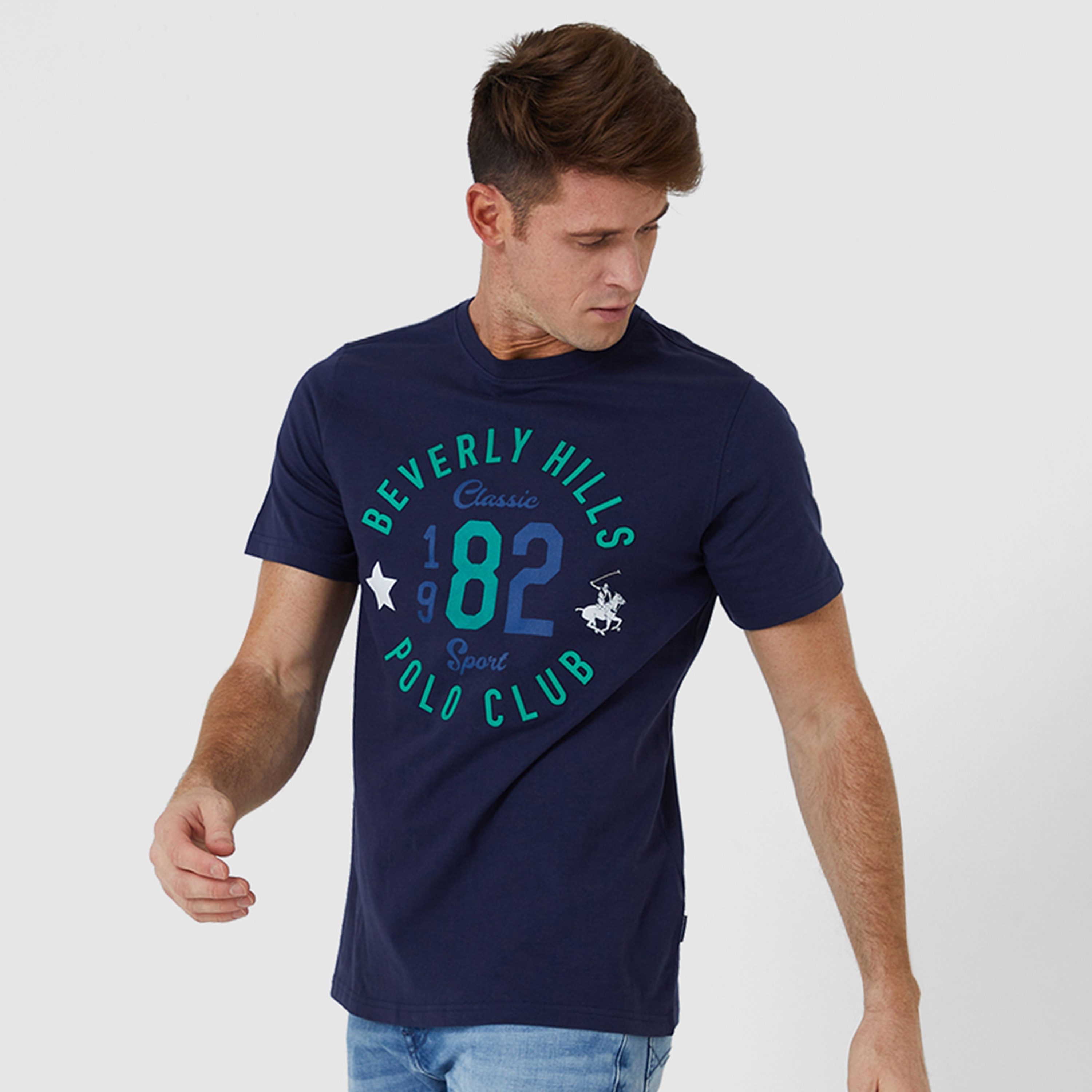 Beverly Hills Polo Club Logo Print Crew Neck Short Sleeves Men's T-Shirt-men-clothing-tshirtsandpolos-tshirts-image-1