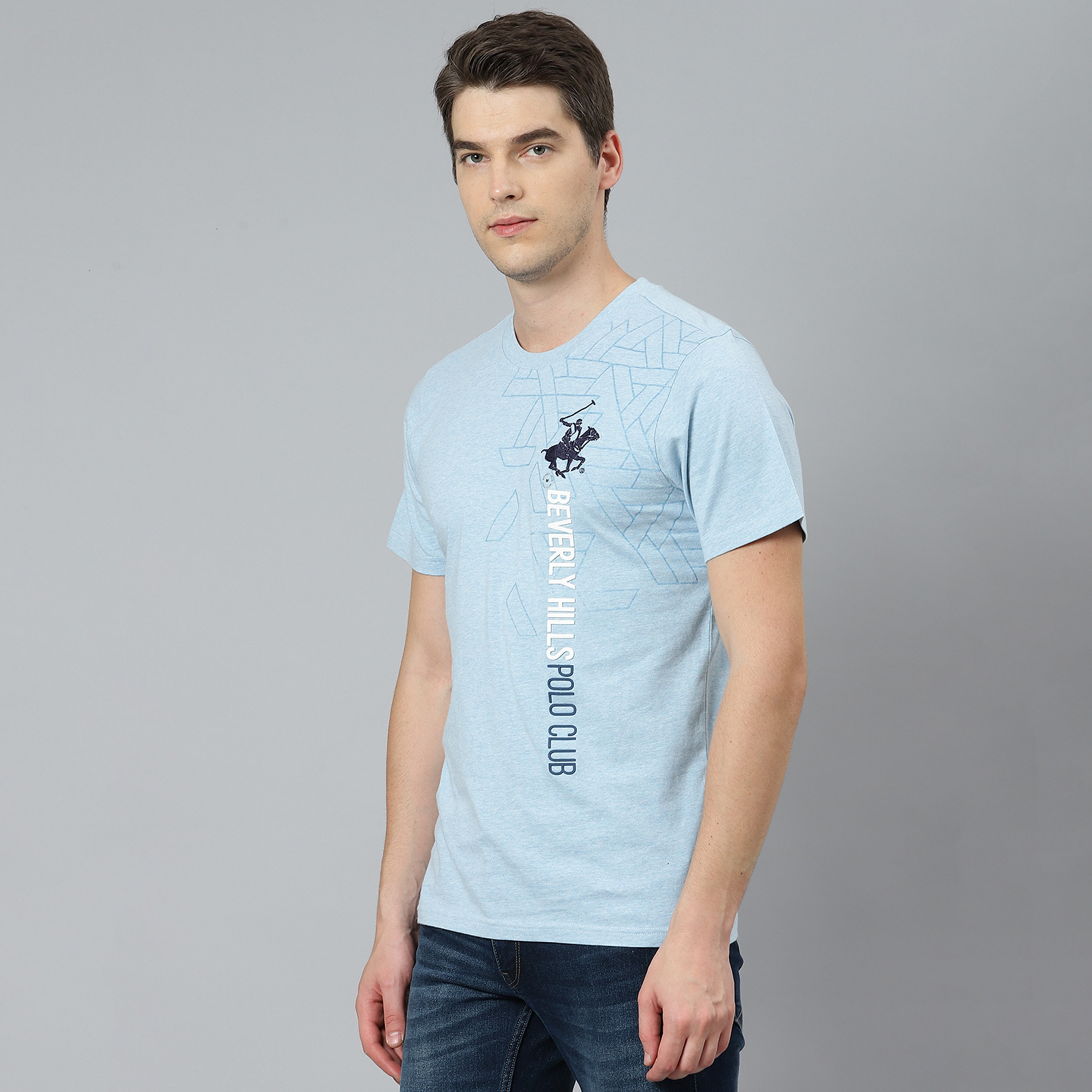 تي شيرت بيفرلي هيلز بولو كلب أزرق مطبوع بياقة مستديرة وأكمام قصيرة للرجال-men-clothing-tshirtsandpolos-tshirts-image-2