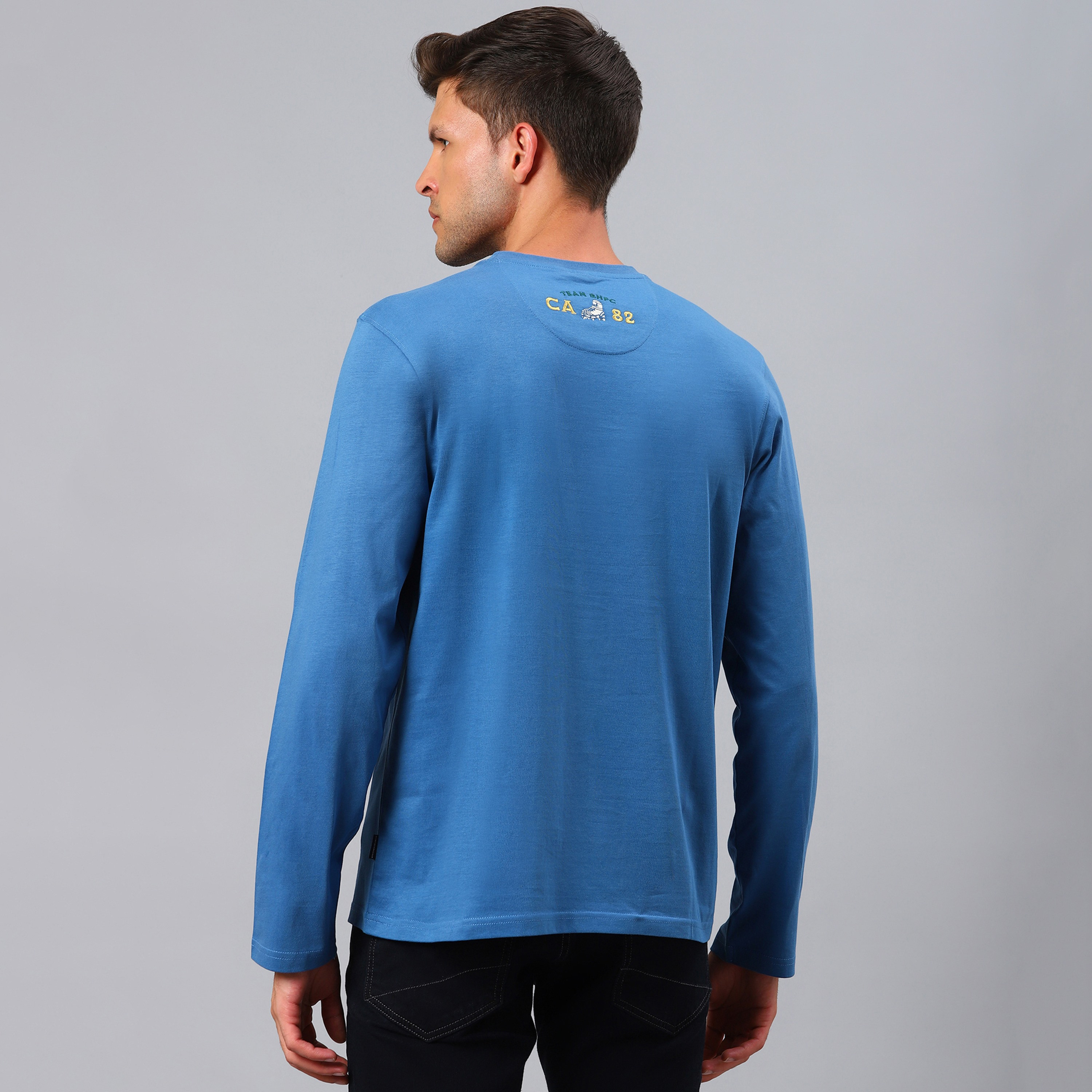 Beverly Hills Polo Club Men Blue Colour Blocked Crew Neck Long Sleeves T-Shirt-men-clothing-tshirtsandpolos-tshirts-image-4