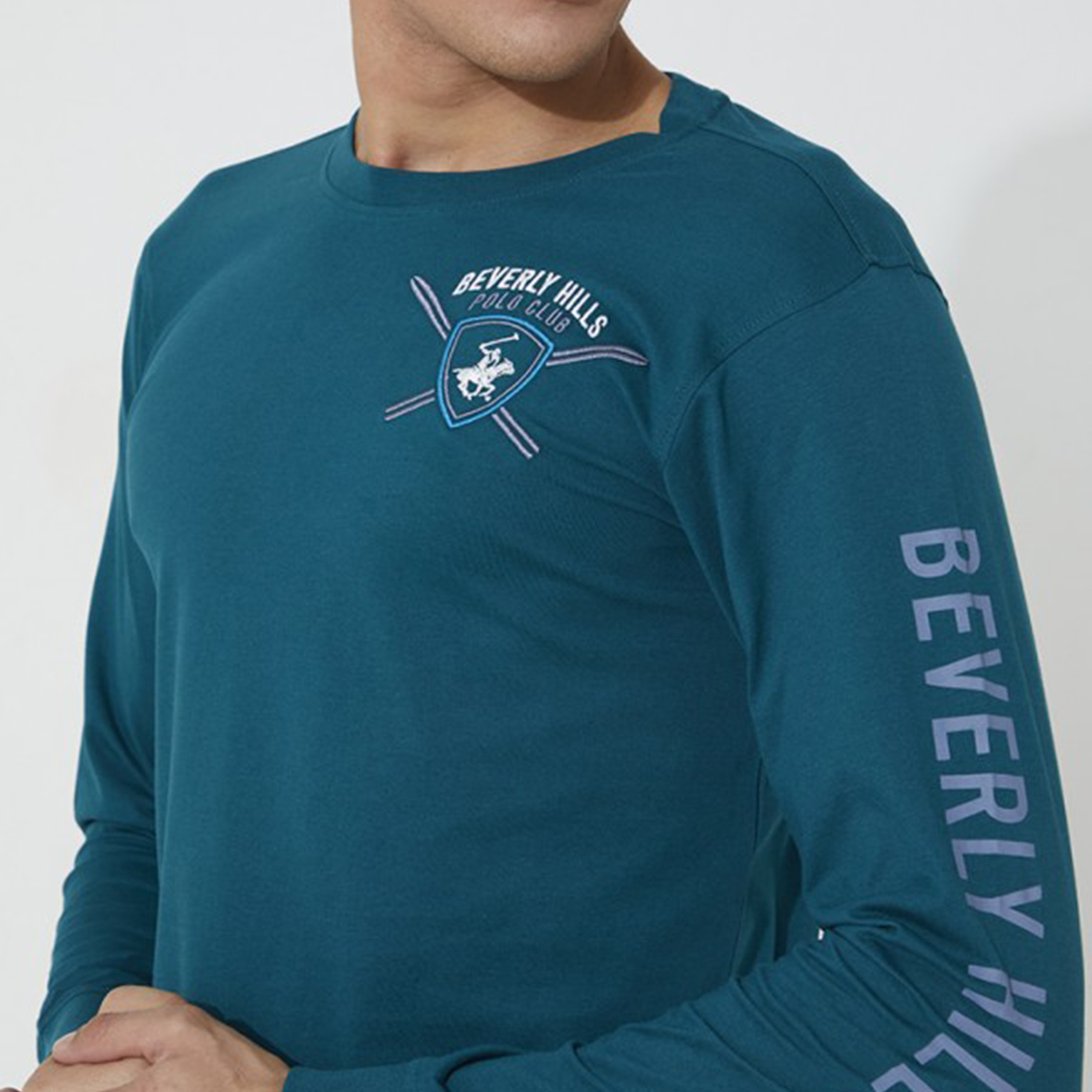 Beverly Hills Polo Club Men Blue Printed Crew Neck Long Sleeves T-Shirt-men-clothing-tshirtsandpolos-tshirts-image-3
