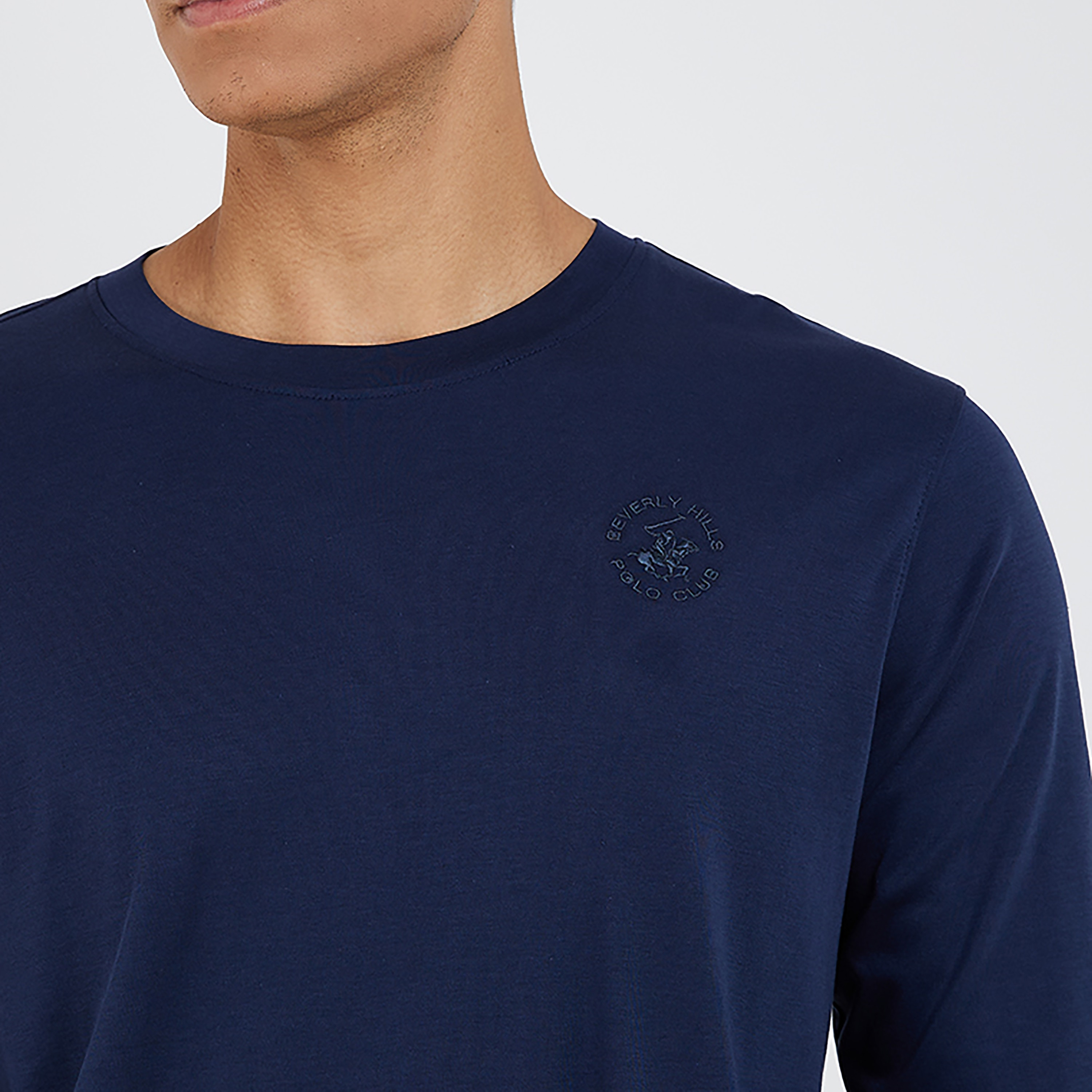 بيفرلي هيلز بولو كلوب-  تي شيرت رجالي سادة بياقة دائرية وأكمام طويلة-men-clothing-tshirtsandpolos-tshirts-image-3