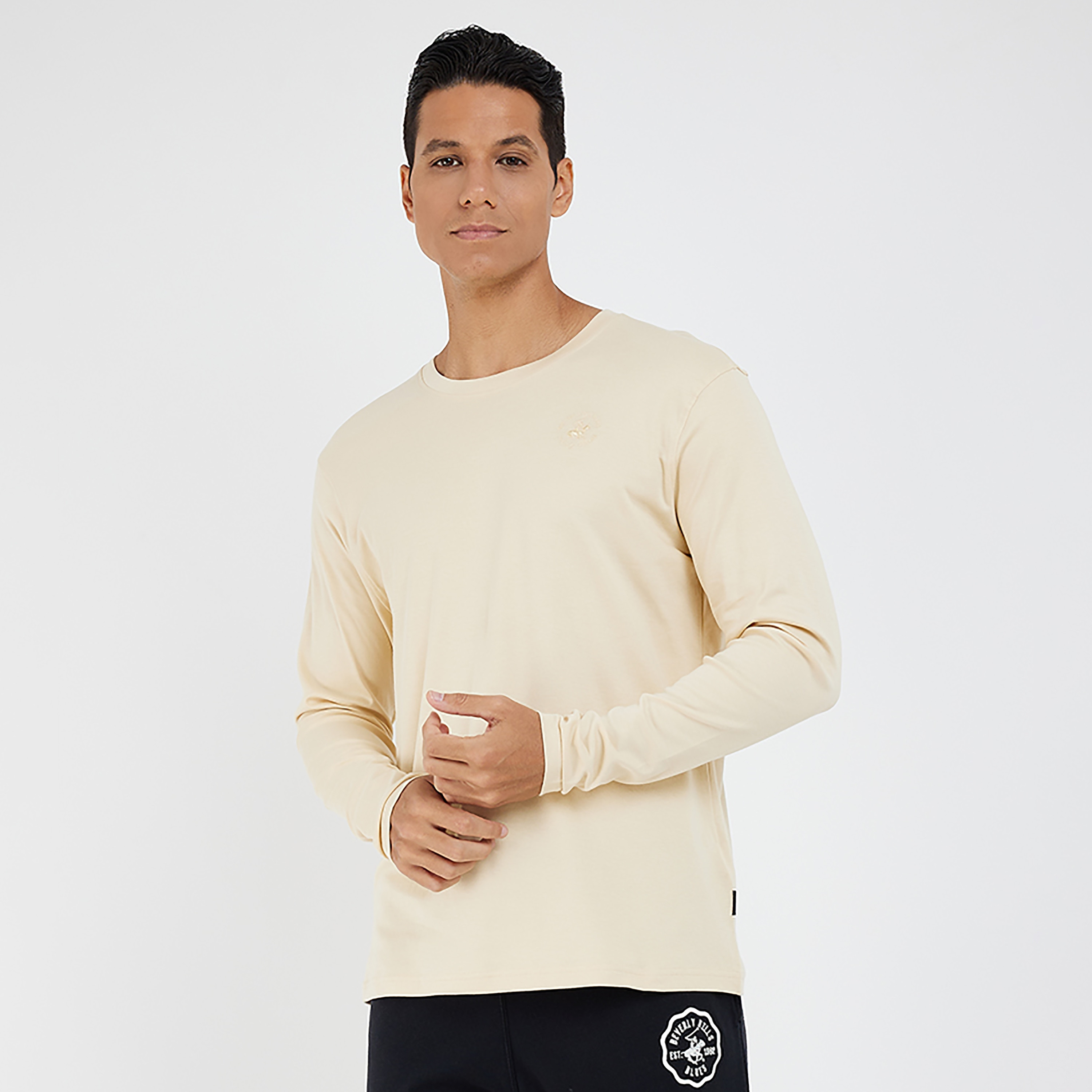 بيفرلي هيلز بولو كلوب-  تي شيرت رجالي سادة بياقة دائرية وأكمام طويلة-men-clothing-tshirtsandpolos-tshirts-image-5