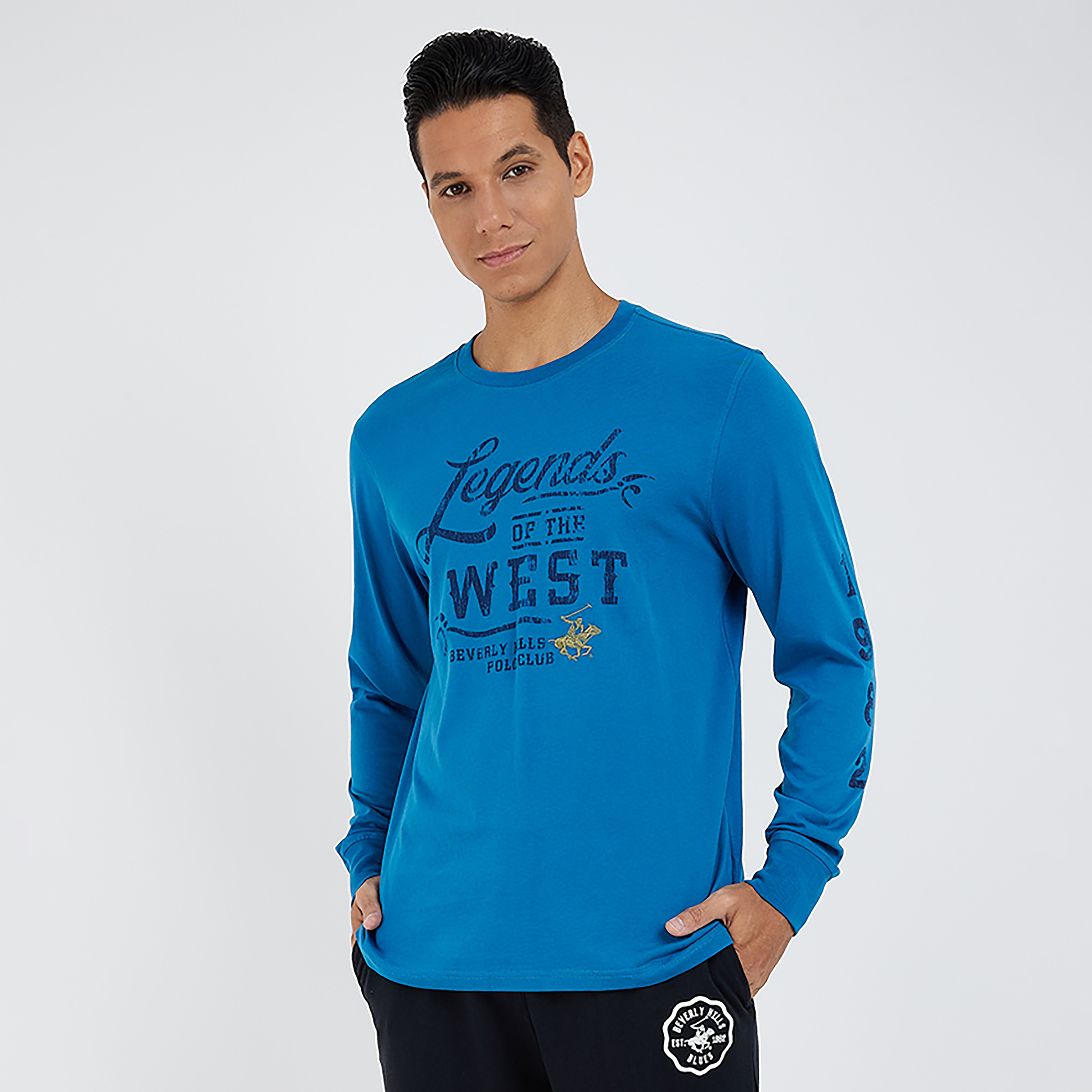 تي شيرت بيفرلي هيلز بولو كلوب بياقة مستديرة وأكمام طويلة مع مطبوع-men-clothing-tshirtsandpolos-tshirts-image-5