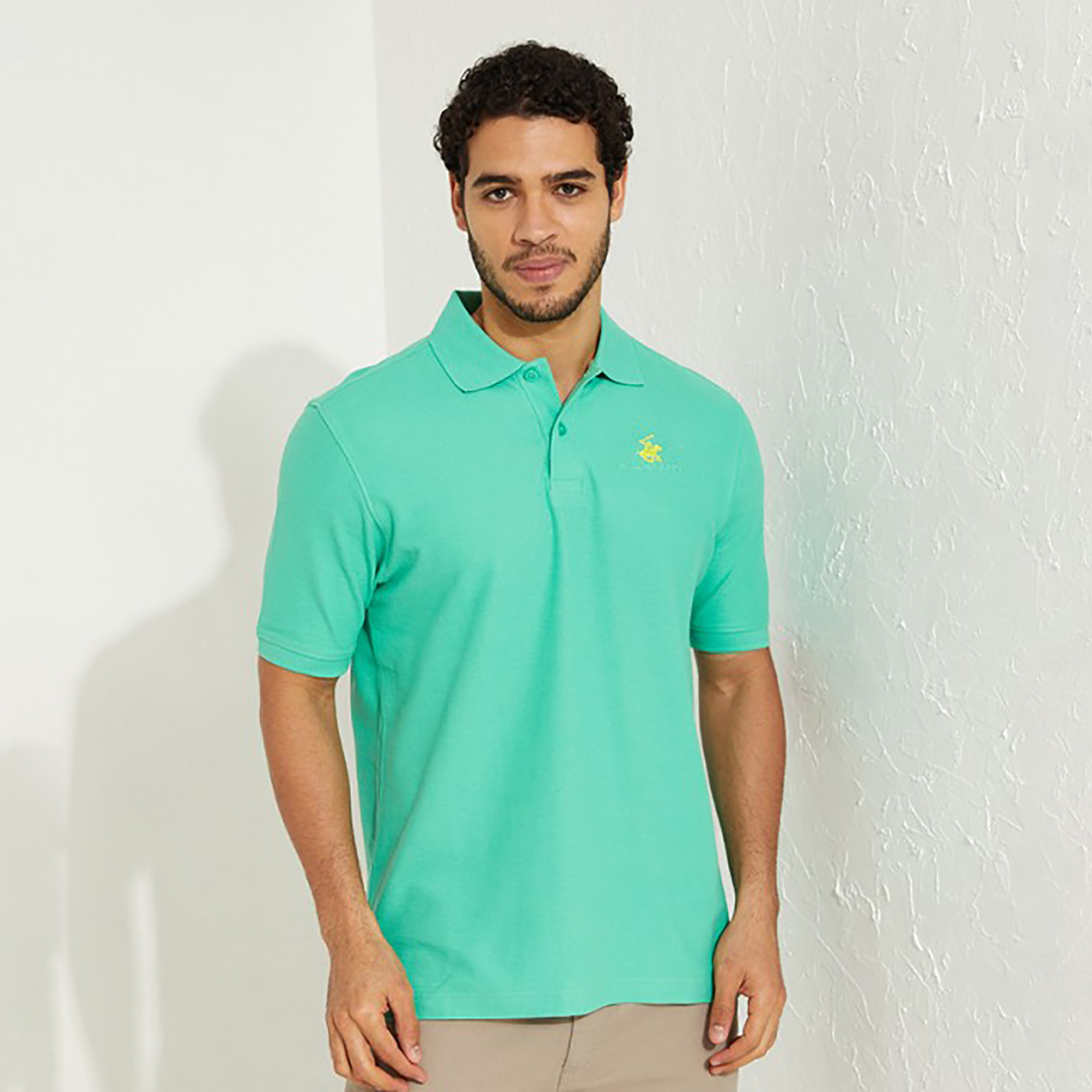 تي شيرت بيفرلي هيلز بولو كلب بأكمام قصيرة سادة بلون أزرق للرجال-men-clothing-tshirtsandpolos-polos-image-5